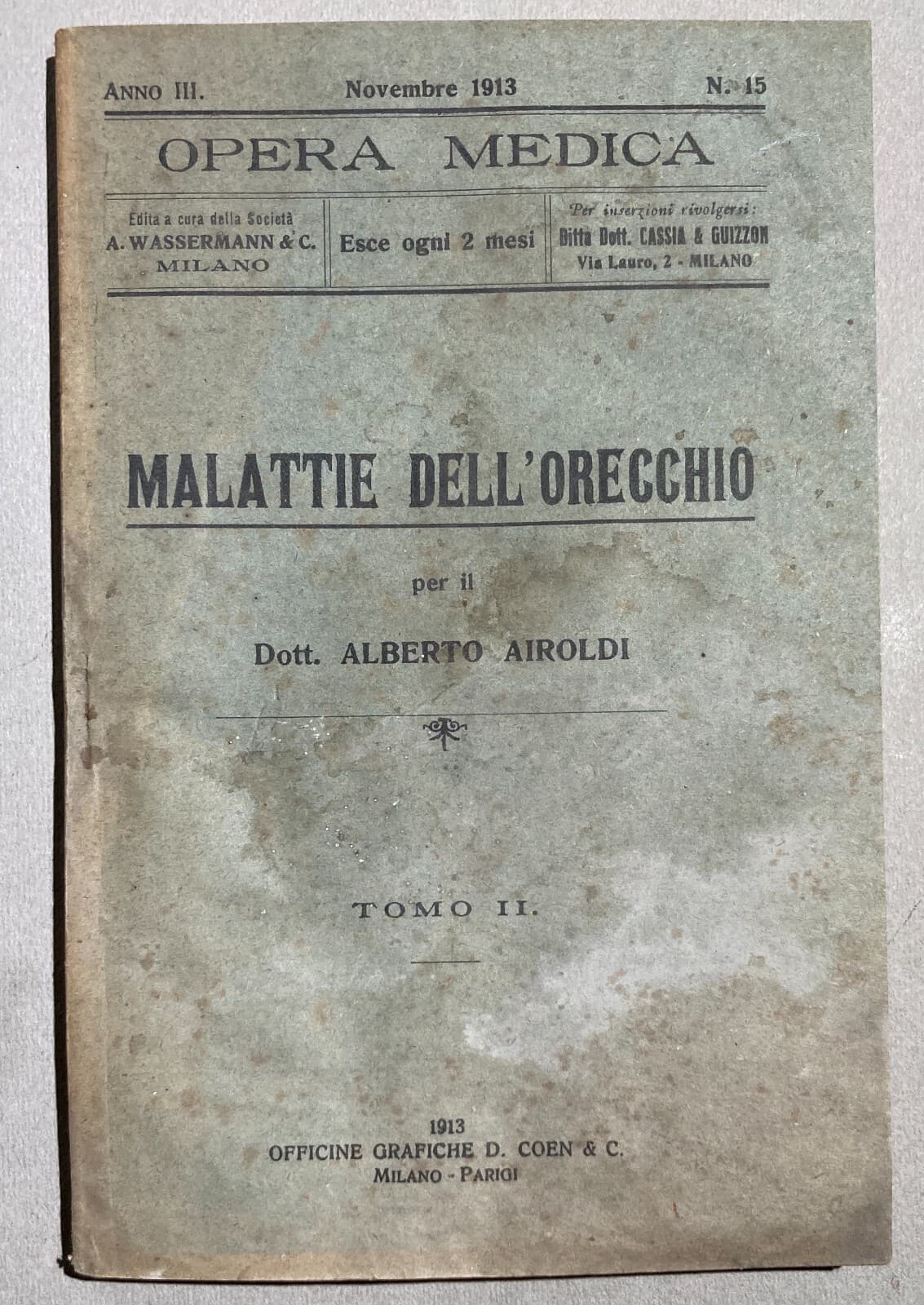 Medicina: Otorinolaringoiatria, Malattie Dell'Orecchio, 1913