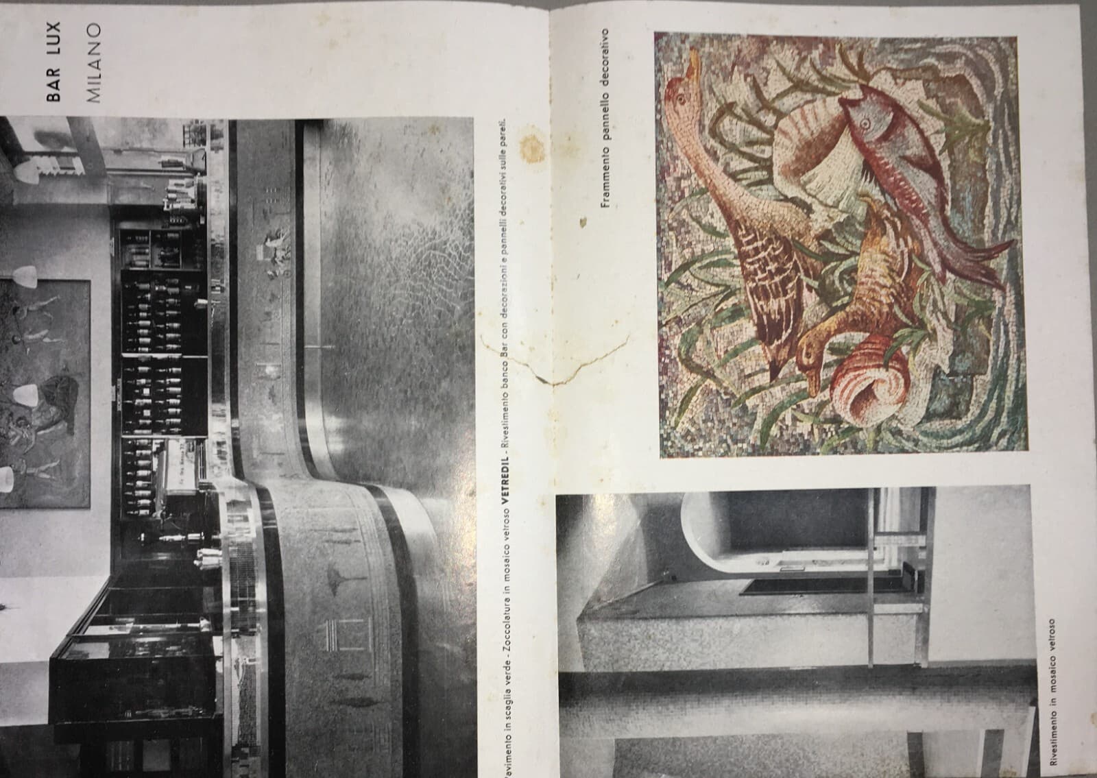 Arte Musiva E Mosaici: De Min & C. Milano, Bar Lux. Volantino Pubblicitario Anni '30