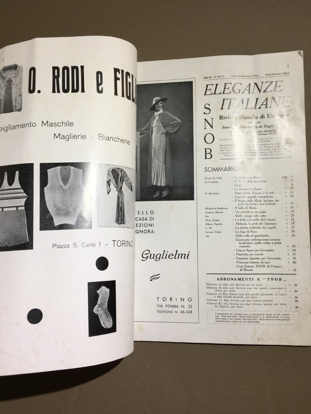 Moda, Eleganza, Abbigliamento, Sartoria, Tessuti: Rivista Snob Pubblicitaria, 1933
