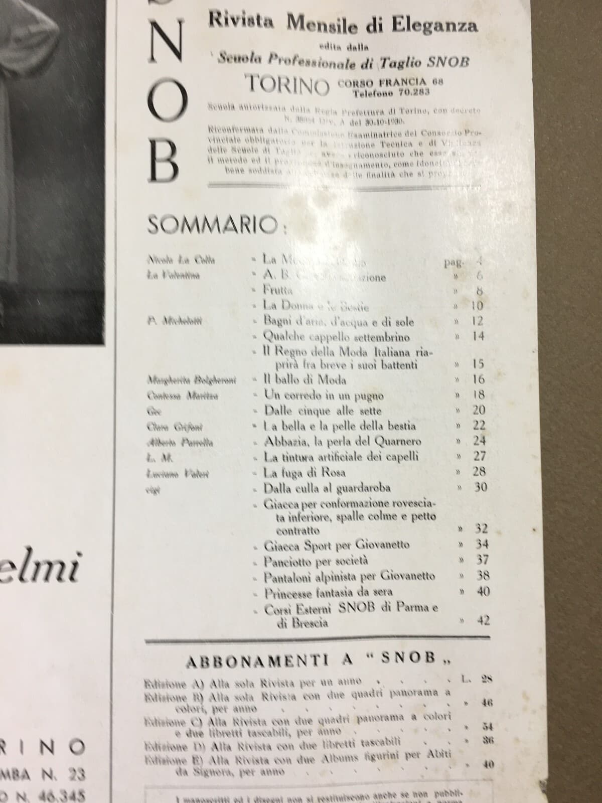 Moda, Eleganza, Abbigliamento, Sartoria, Tessuti: Rivista Snob Pubblicitaria, 1933