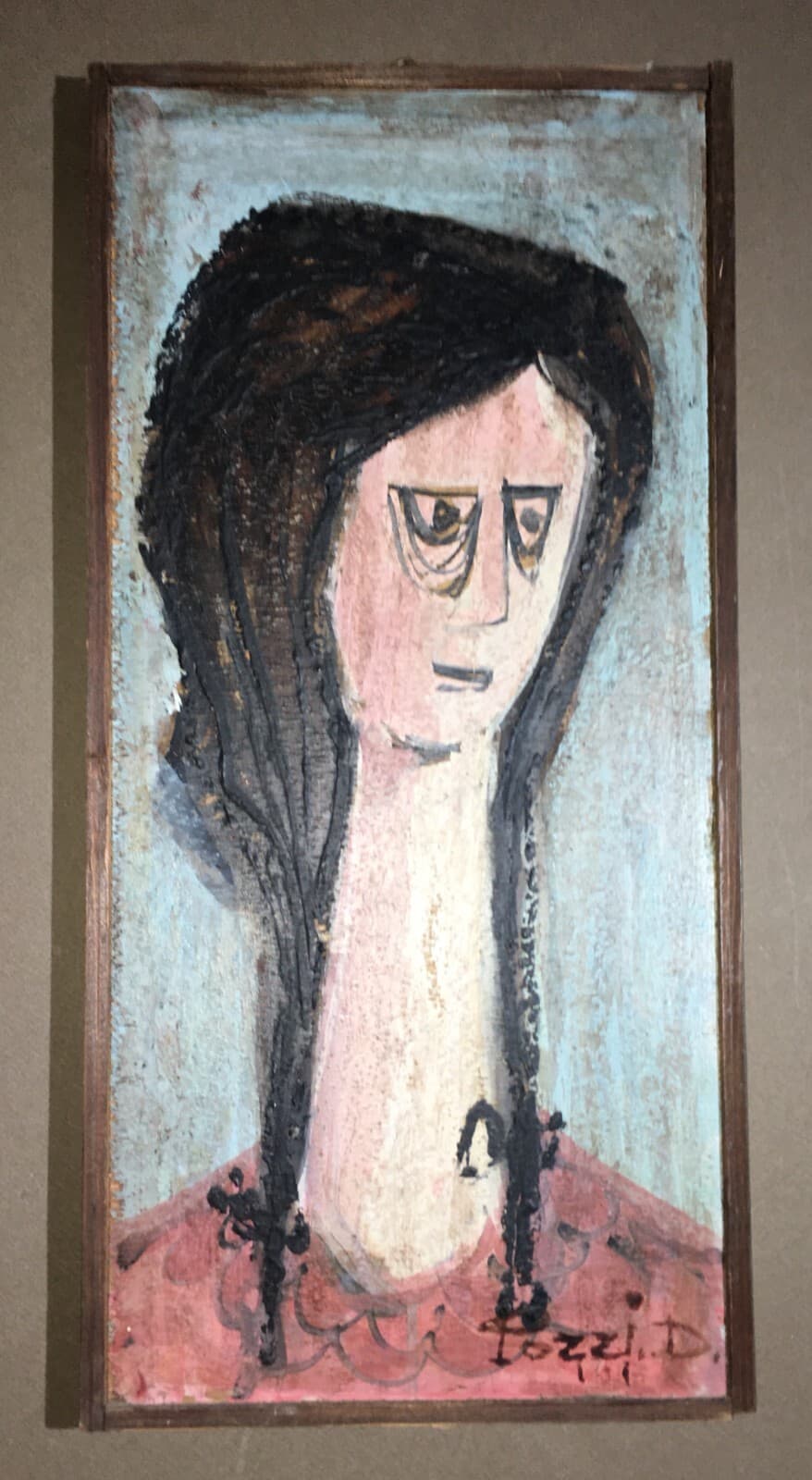 Arte Contemporanea: Ritratto Artistico Di Donna Con Trecce. Figura Stilizzata Di Pozzi D.