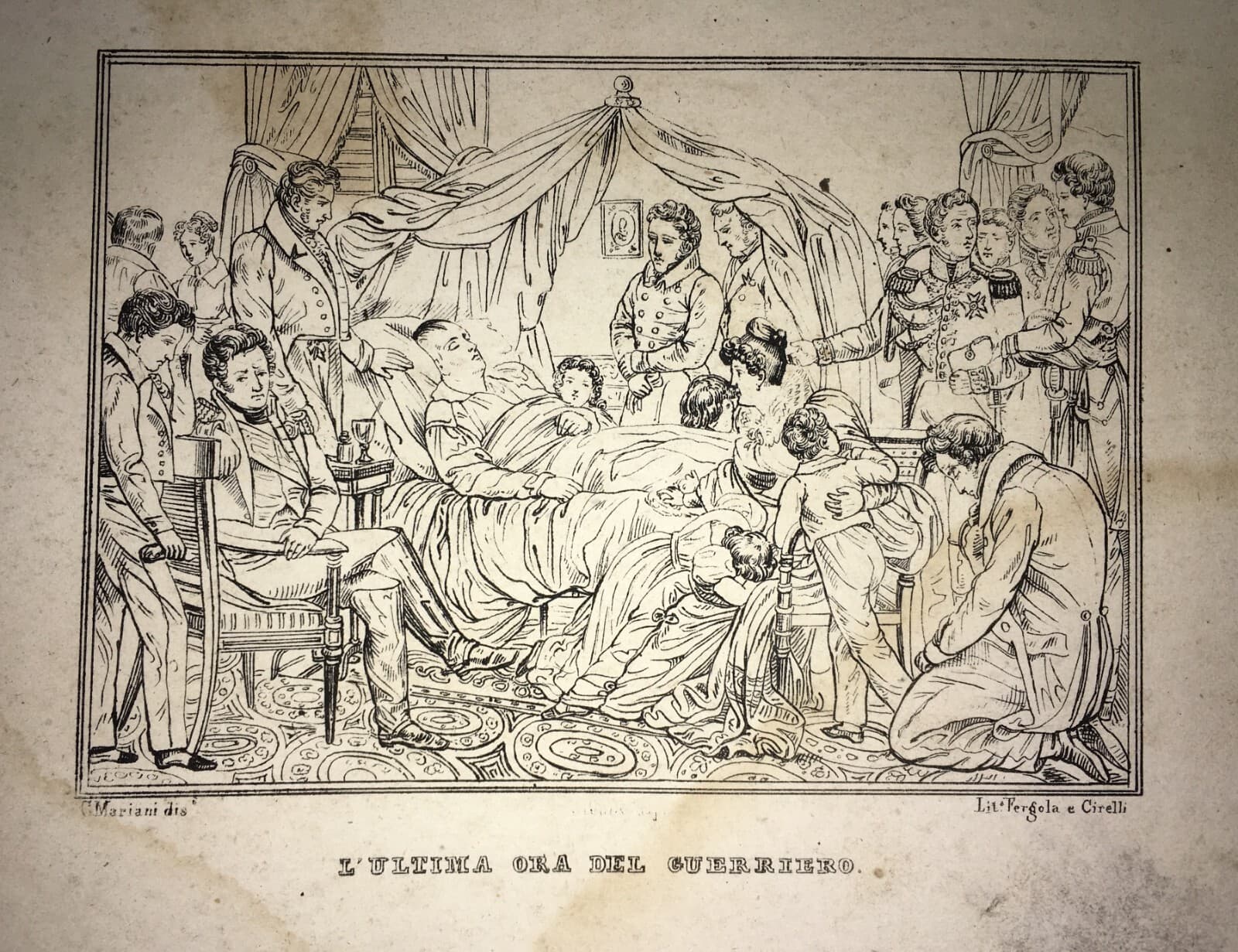 L'Ultima Ora Del Guerriero: Litografia Di Mariani, Fergola E Cirelli (XIX Secolo)