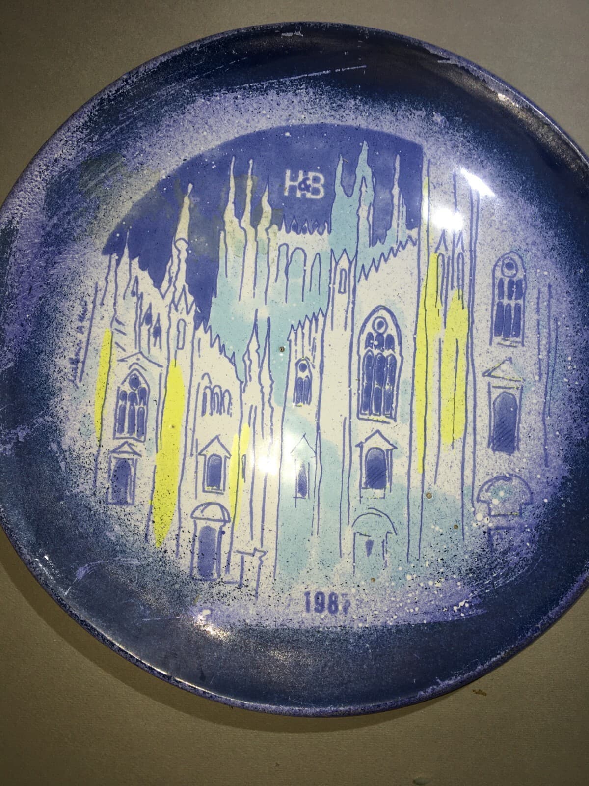 Milano, Artistica Veduta Del Duomo. Piatto Pubblicitario H&B, Opera Dell'Artista A. Malferrari