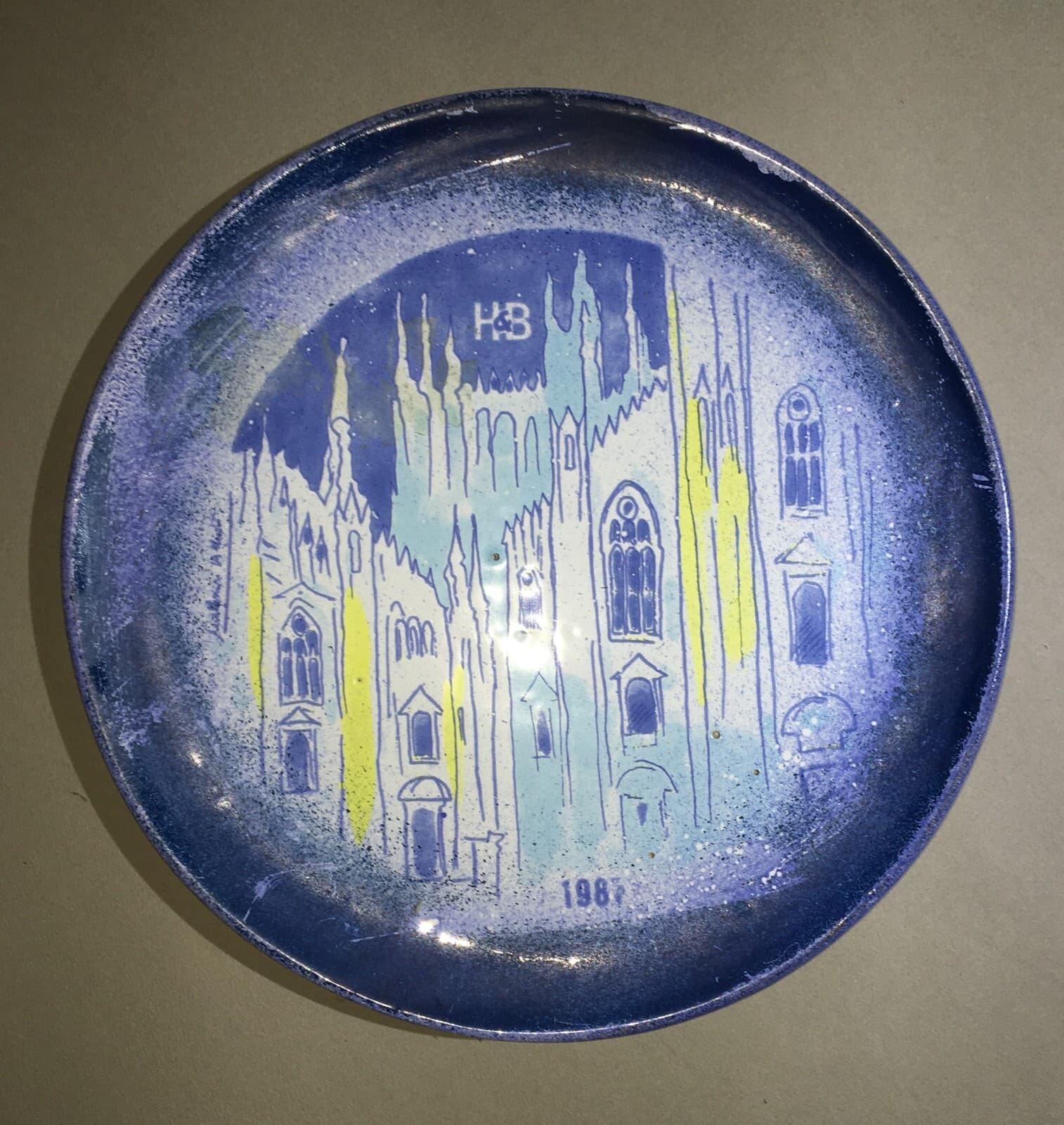 Milano, Artistica Veduta Del Duomo. Piatto Pubblicitario H&B, Opera Dell'Artista A. Malferrari