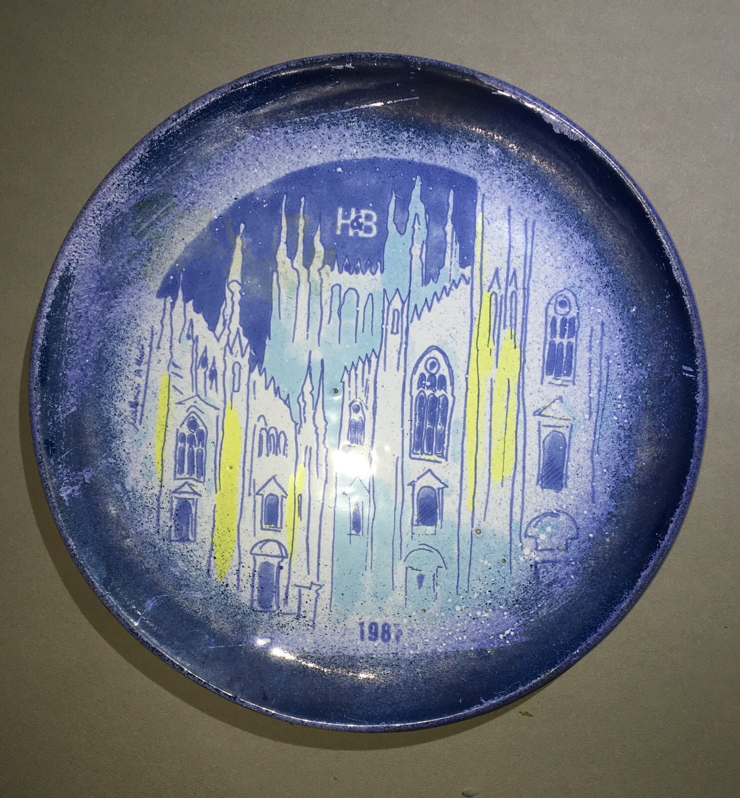 Milano, Artistica Veduta Del Duomo. Piatto Pubblicitario H&B, Opera Dell'Artista A. Malferrari