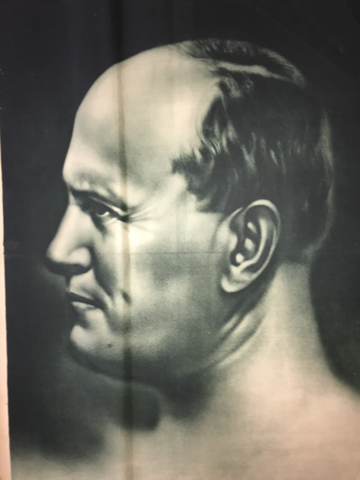 Manifesto Da Collezione: Mussolini, Grande Ritratto, Istituto Italico