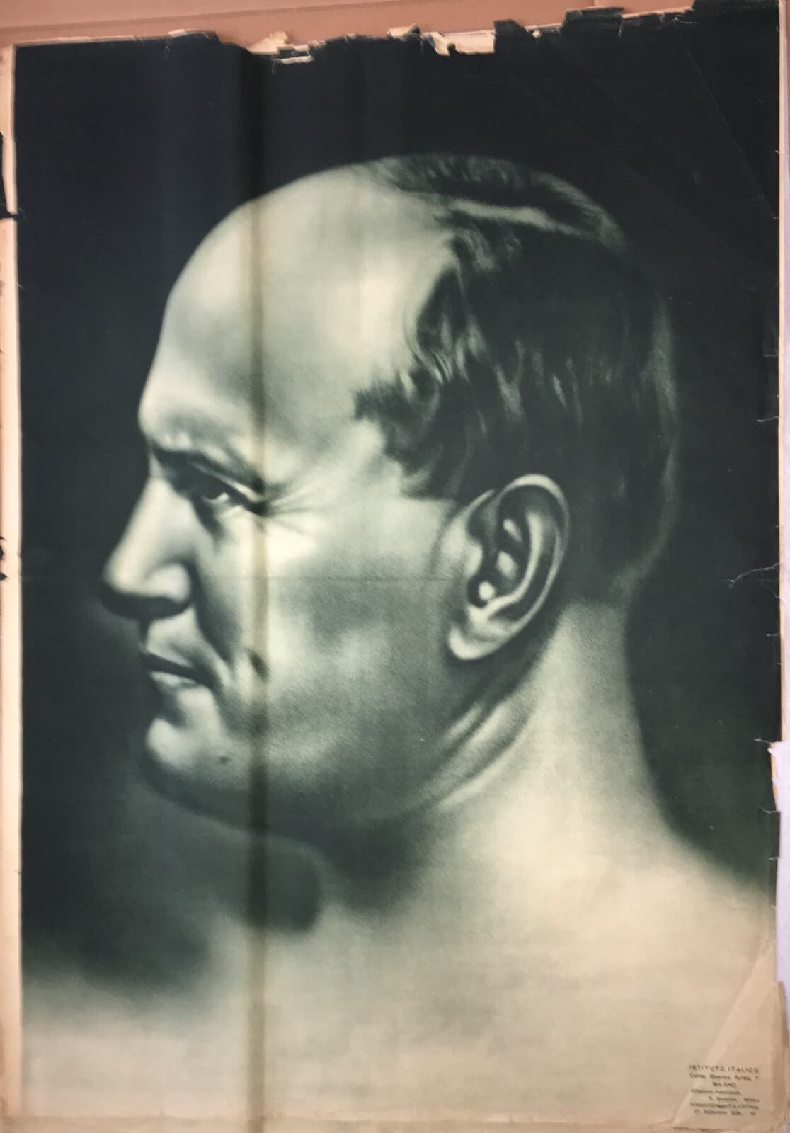 Manifesto Da Collezione: Mussolini, Grande Ritratto, Istituto Italico