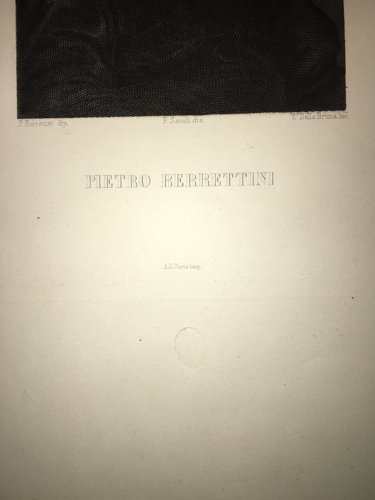Pietro Berrettini (Pietro Da Cortona), Autoritratto. Incisione Di V. Della Bruna, 1850 Circa.