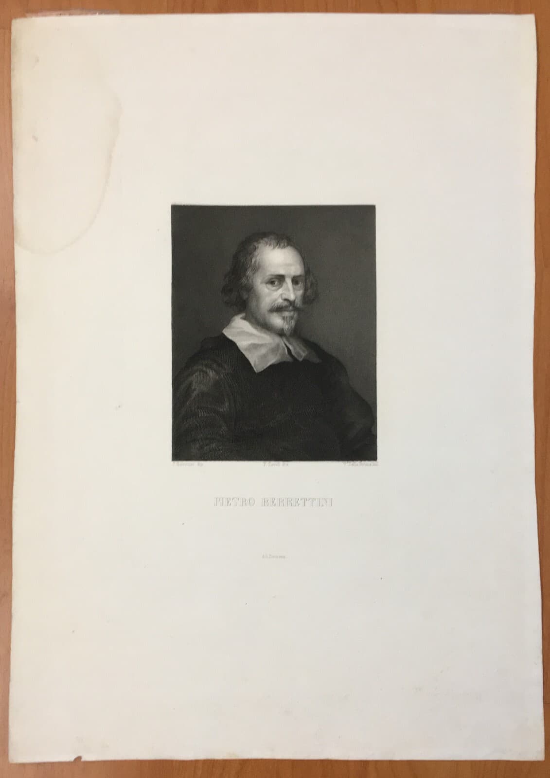 Pietro Berrettini (Pietro Da Cortona), Autoritratto. Incisione Di V. Della Bruna, 1850 Circa.