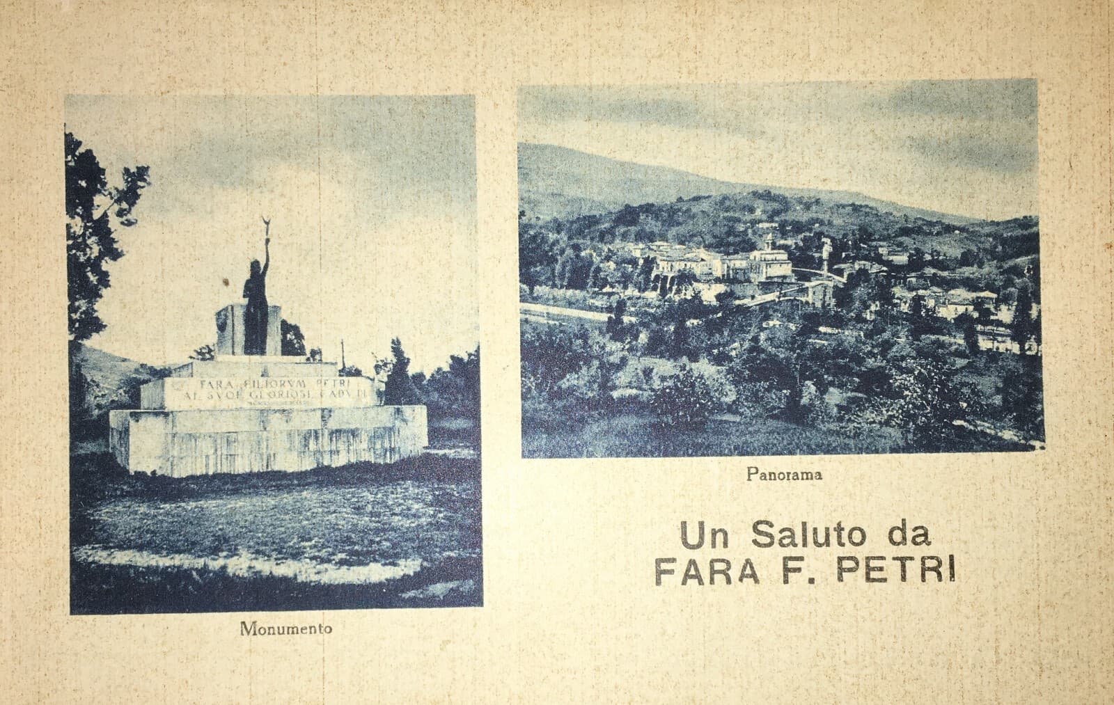 Abruzzo, Fara Filiorum Petri: Panorama E Monumento Ai Caduti. Cartolina Da Collezione