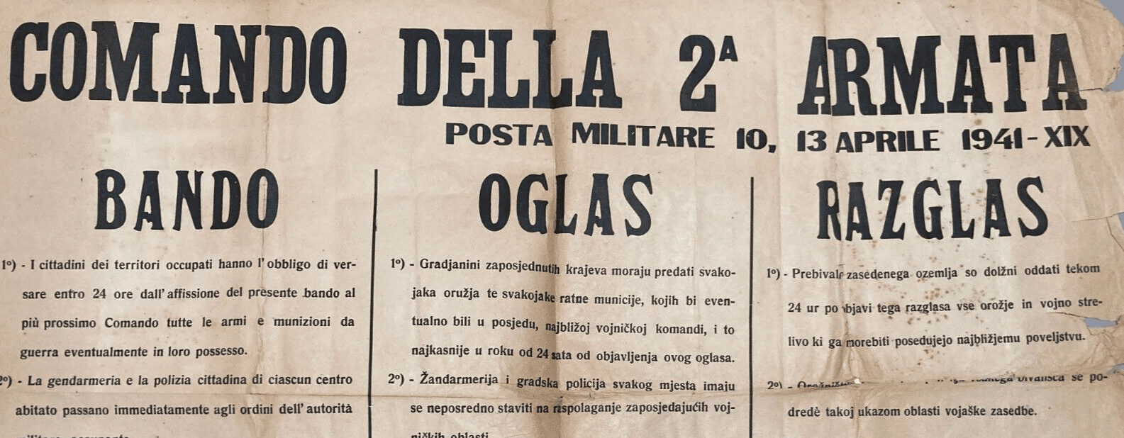 Militaria, Seconda Armata, Generale Ambrosio, Jugoslavia, 1941, Grande Manifesto