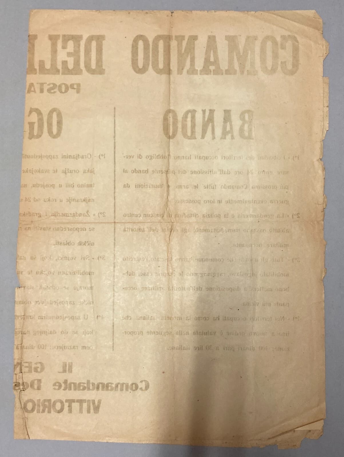 Militaria, Seconda Armata, Generale Ambrosio, Jugoslavia, 1941, Grande Manifesto