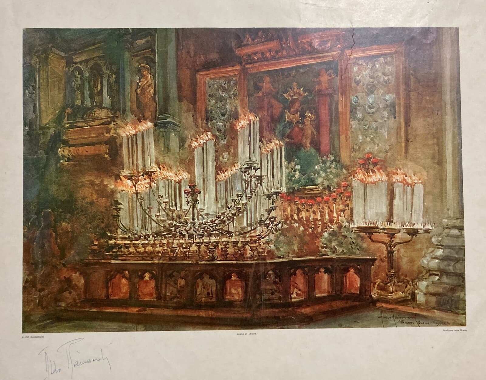 Milano, Duomo, Madonna Delle Grazie. Veduta Dell'Interno Dell'Artista Aldo Raimondi, Firmata