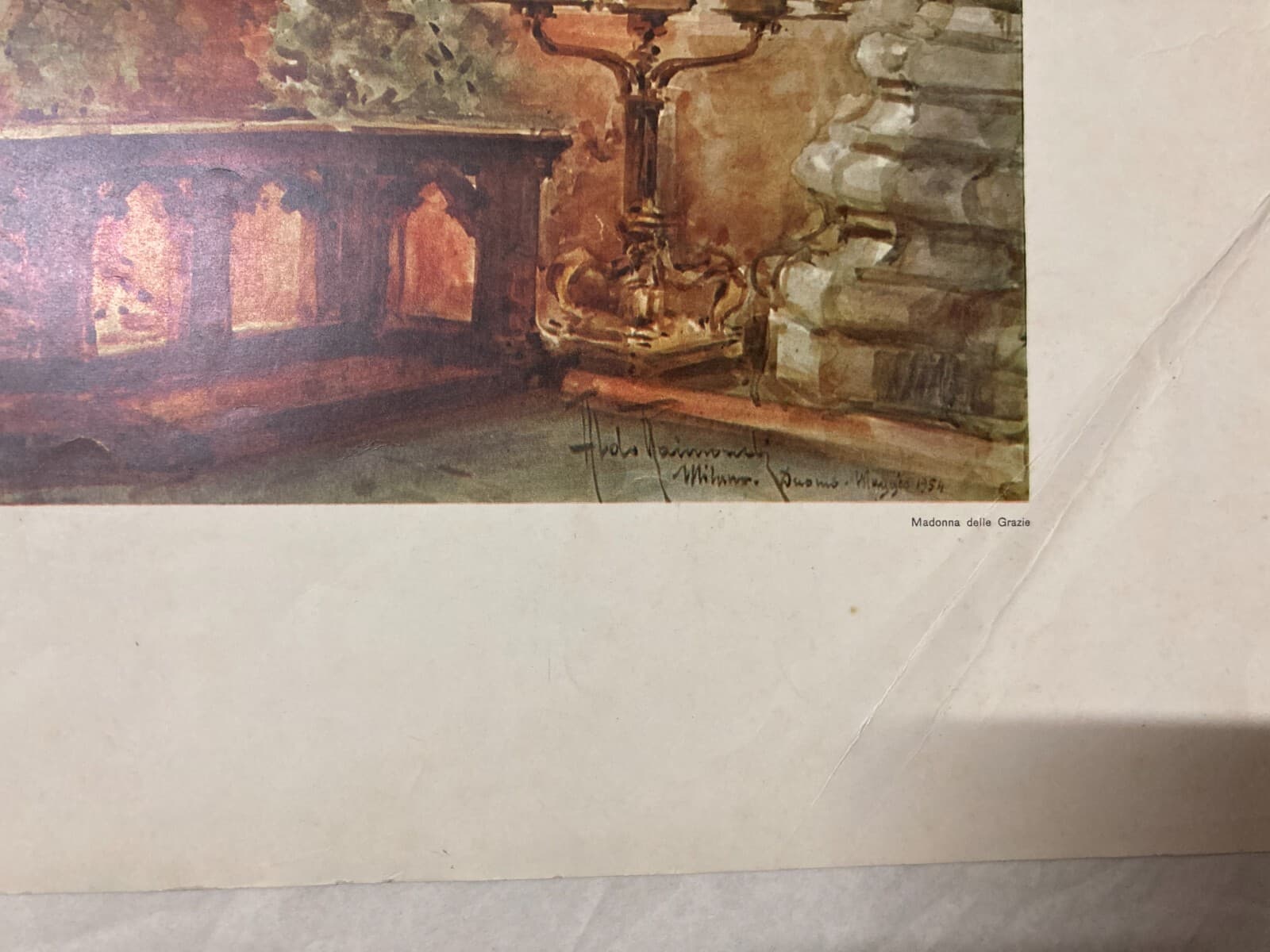 Milano, Duomo, Madonna Delle Grazie. Veduta Dell'Interno Dell'Artista Aldo Raimondi, Firmata