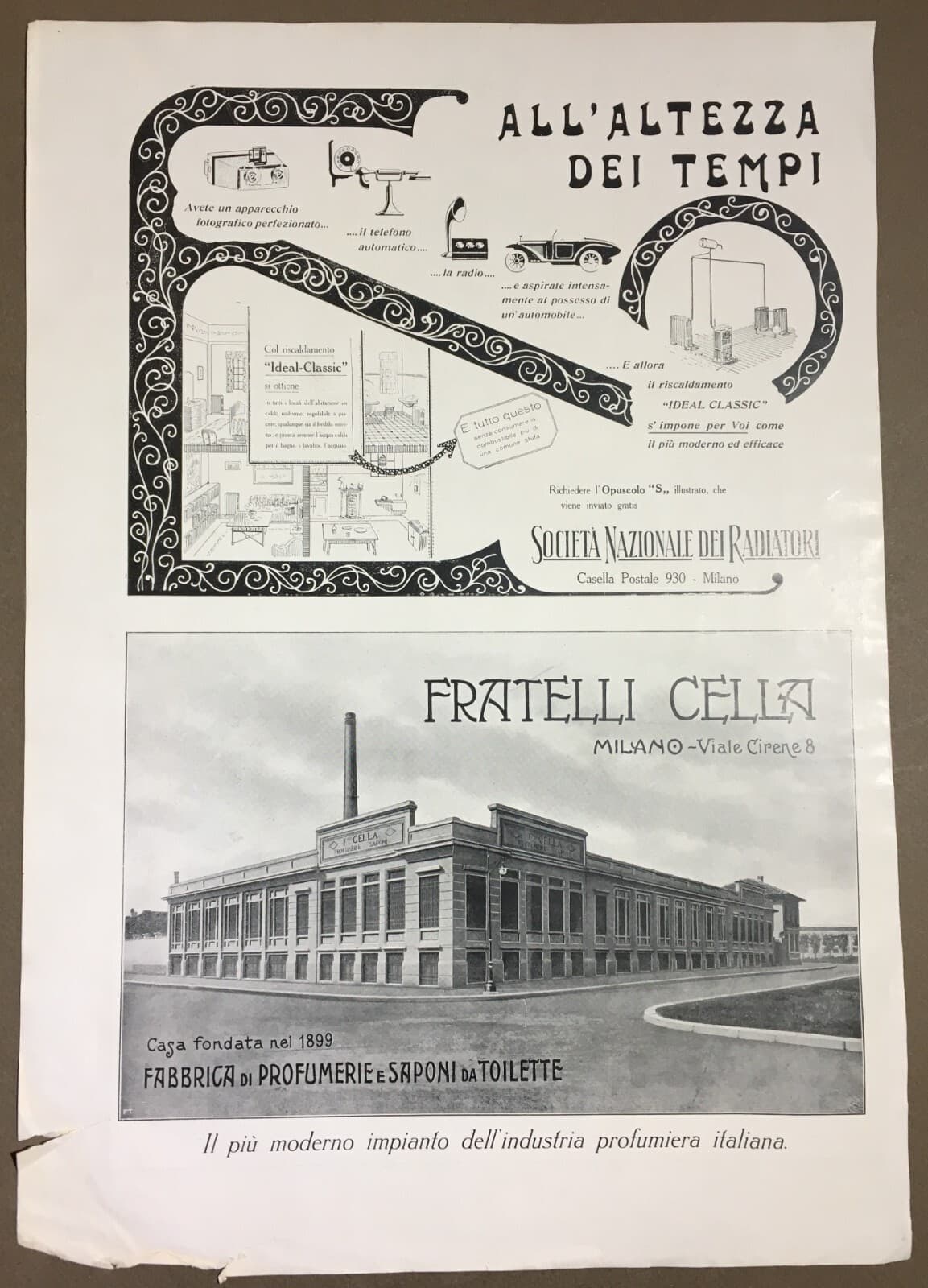 Motori, Auto Citroën, Società Radiatori, Fratelli Cella, Saponeria E Cosmesi, Milano