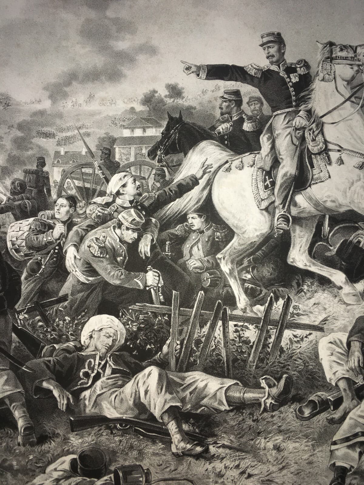 Militaria: Scena Di Battaglia A Wörth, Ritirata Di Mac Mahon, 1870, Antica Incisione