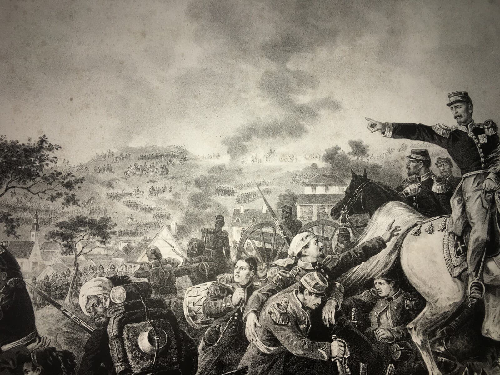 Militaria: Scena Di Battaglia A Wörth, Ritirata Di Mac Mahon, 1870, Antica Incisione