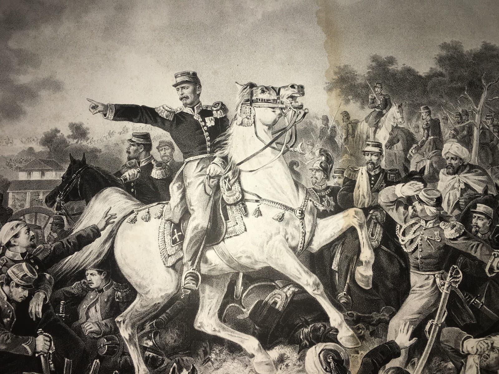 Militaria: Scena Di Battaglia A Wörth, Ritirata Di Mac Mahon, 1870, Antica Incisione