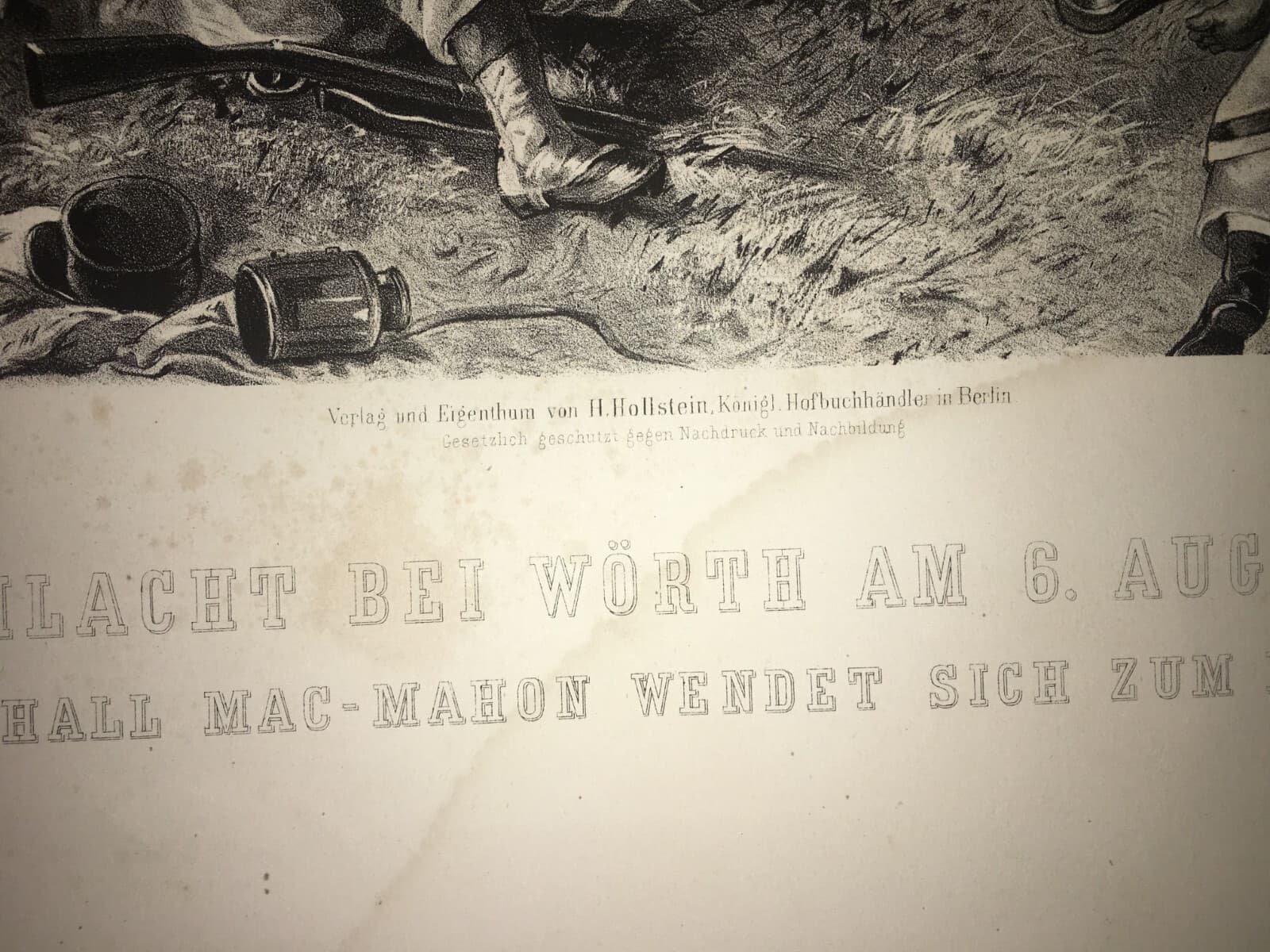 Militaria: Scena Di Battaglia A Wörth, Ritirata Di Mac Mahon, 1870, Antica Incisione