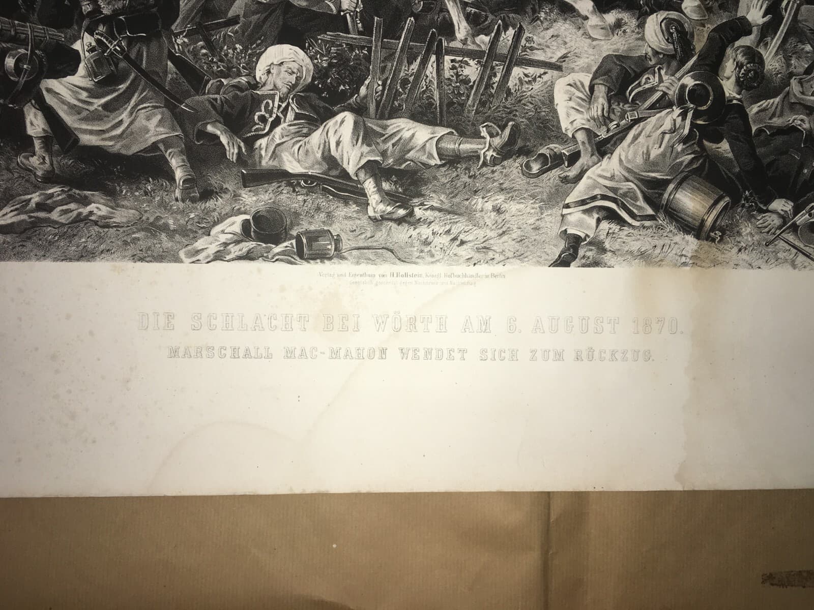 Militaria: Scena Di Battaglia A Wörth, Ritirata Di Mac Mahon, 1870, Antica Incisione