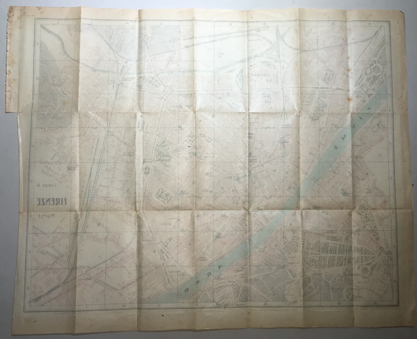 Firenze: Antica Mappa Topografica E Stradario Cittadino Con Palazzi, Chiese E Giardini