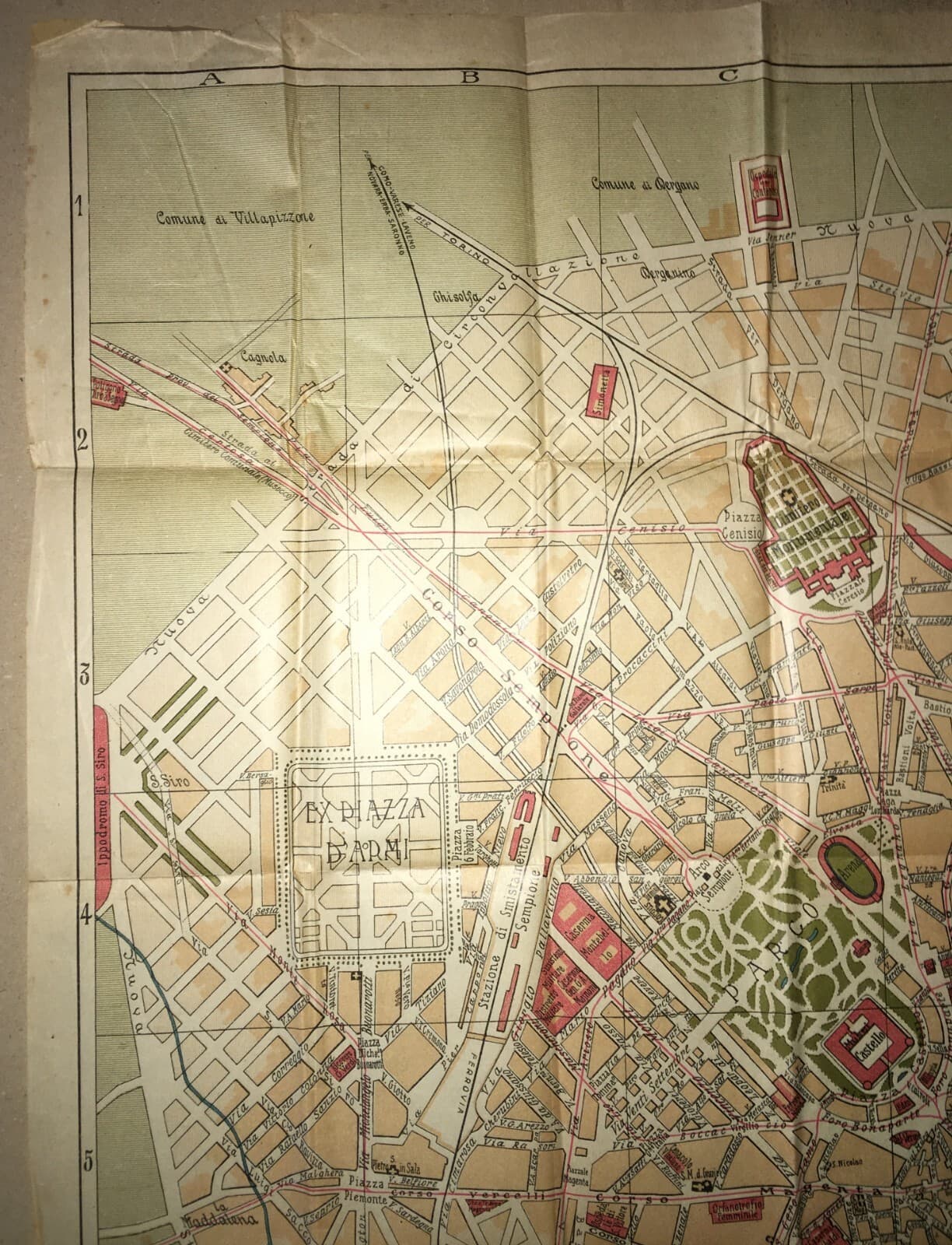 Milano: Antica Mappa Topografica, Stradario Cittadino E Giardini