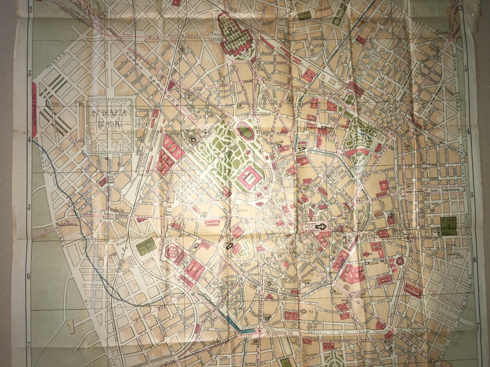 Milano: Antica Mappa Topografica, Stradario Cittadino E Giardini