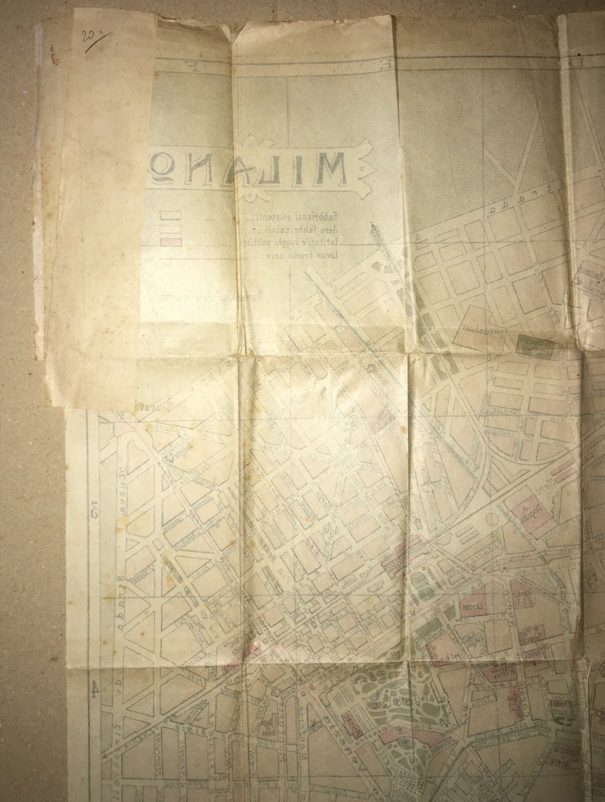 Milano: Antica Mappa Topografica, Stradario Cittadino E Giardini