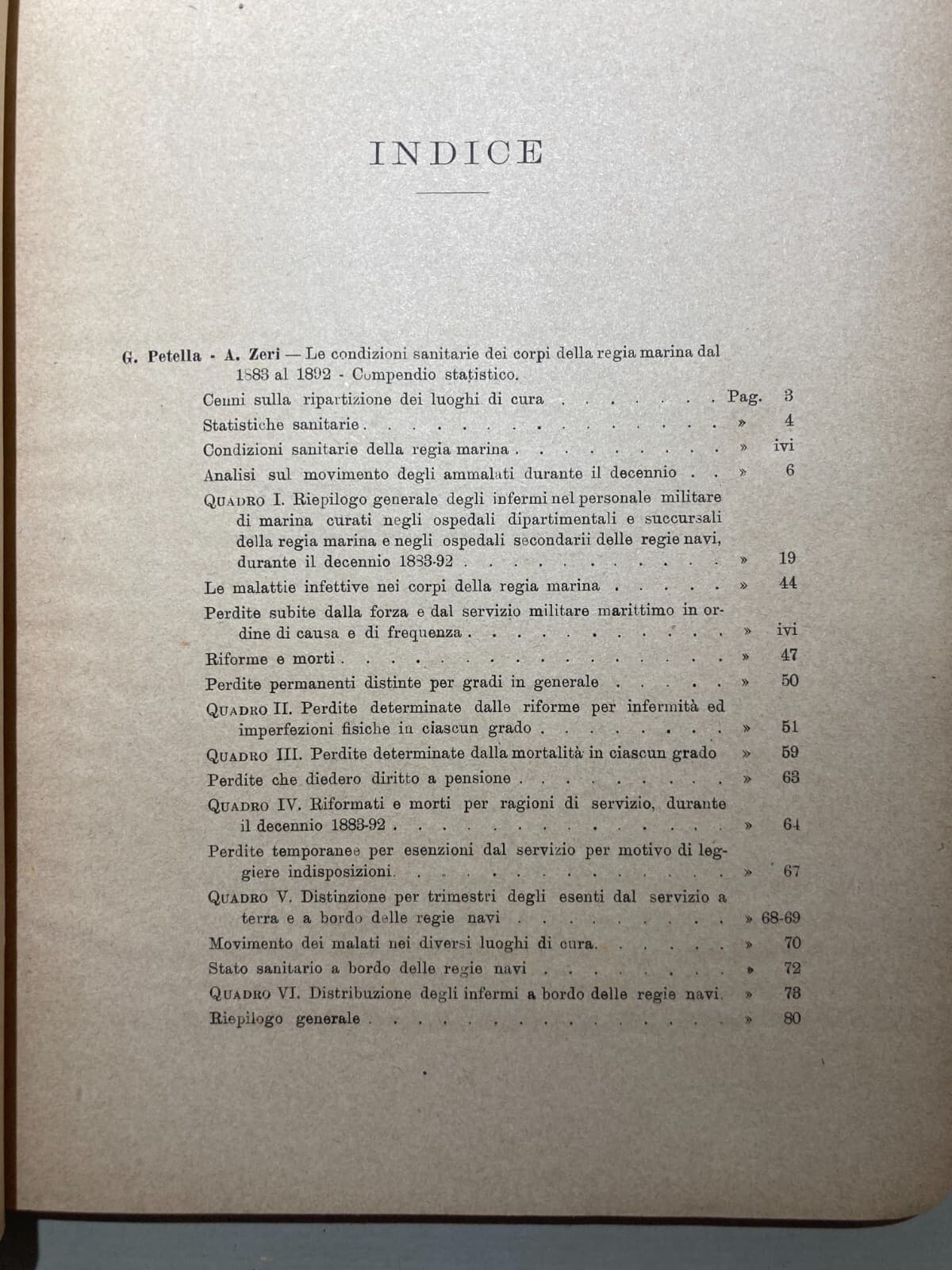 L'Armata E L'Accademia Navale: Un Decennio Di Statistica Sanitaria (1883 1892)   1894
