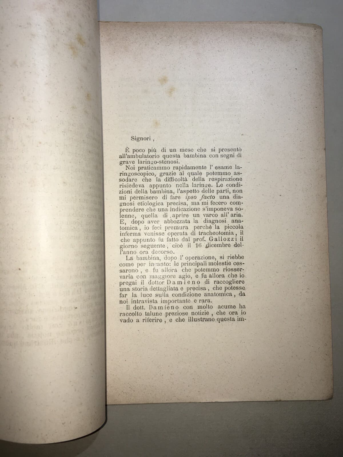 Medicina, Otorinolaringoiatria: Lupus Della Laringe. Massei, Corbi. Napoli, 1890