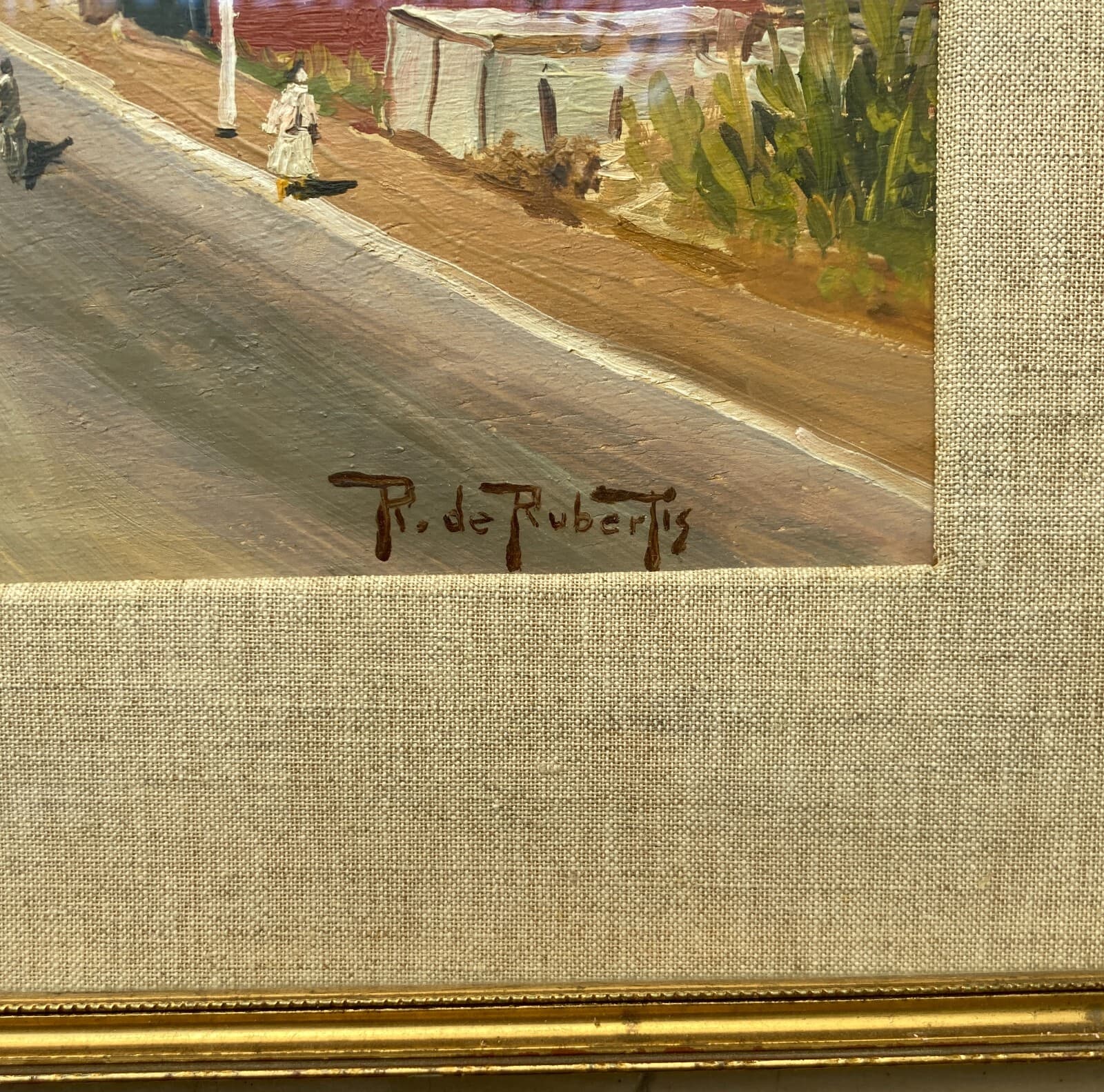 Arte   Paesaggio Urbano   Animata Veduta   Dipinto d'Epoca   R. De Robertis   Firmato   '900