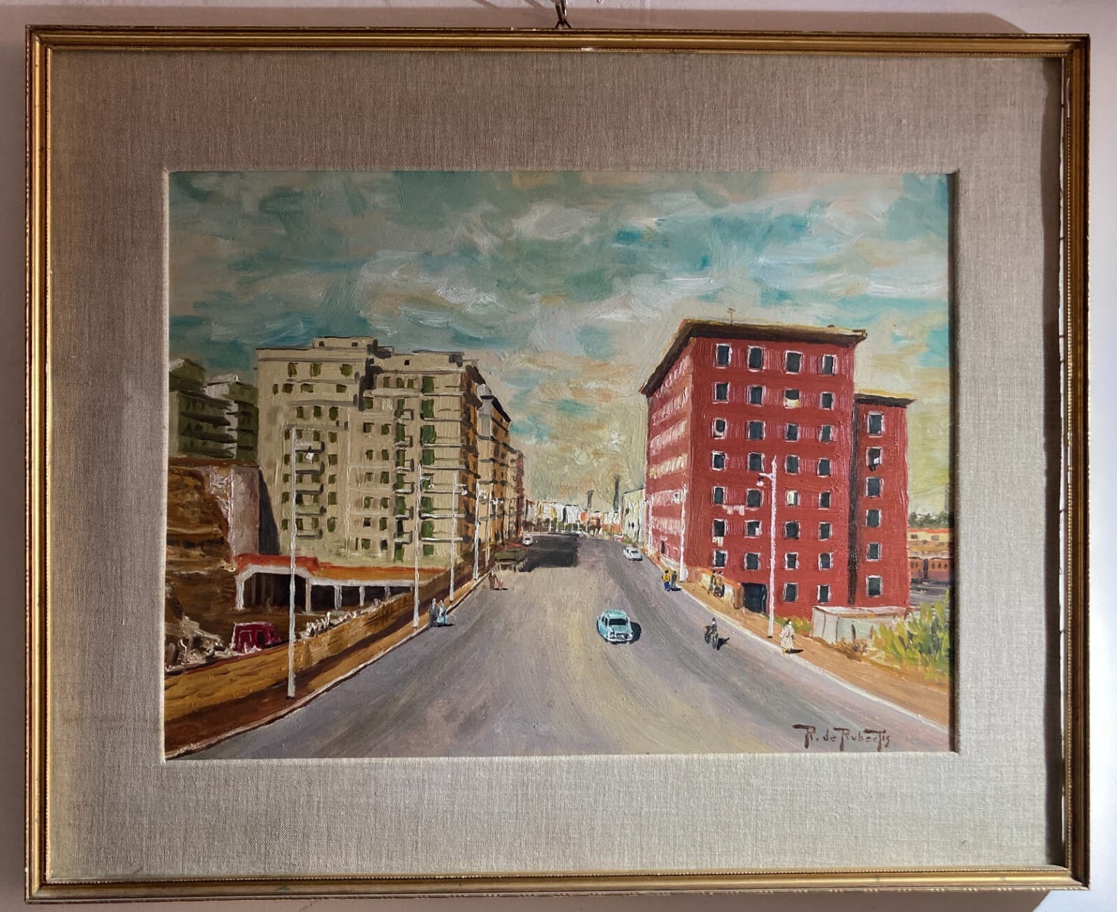 Arte   Paesaggio Urbano   Animata Veduta   Dipinto d'Epoca   R. De Robertis   Firmato   '900