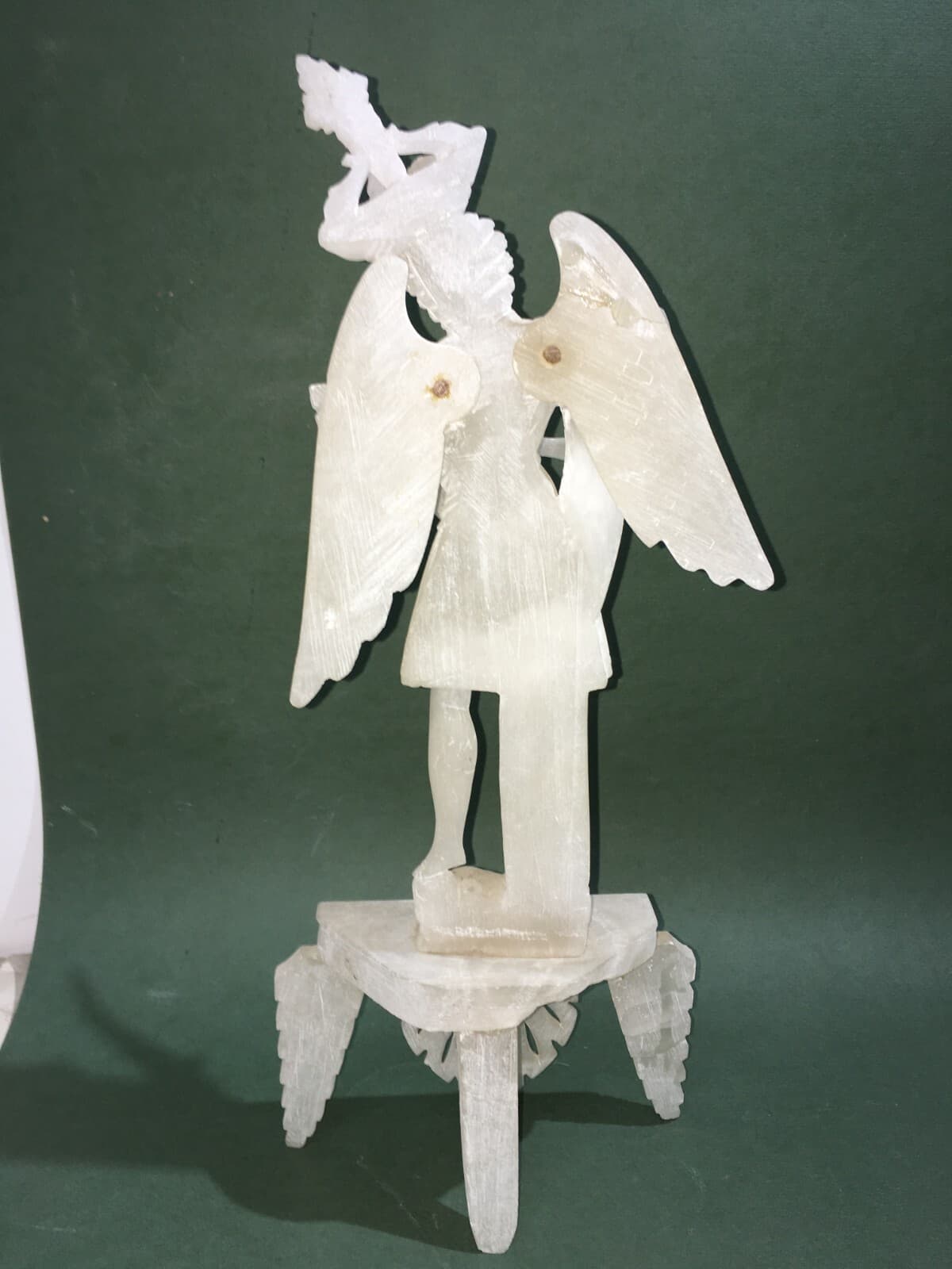 Arte Popolare Devozionale: Scultura Di San Michele Arcangelo In Alabastro