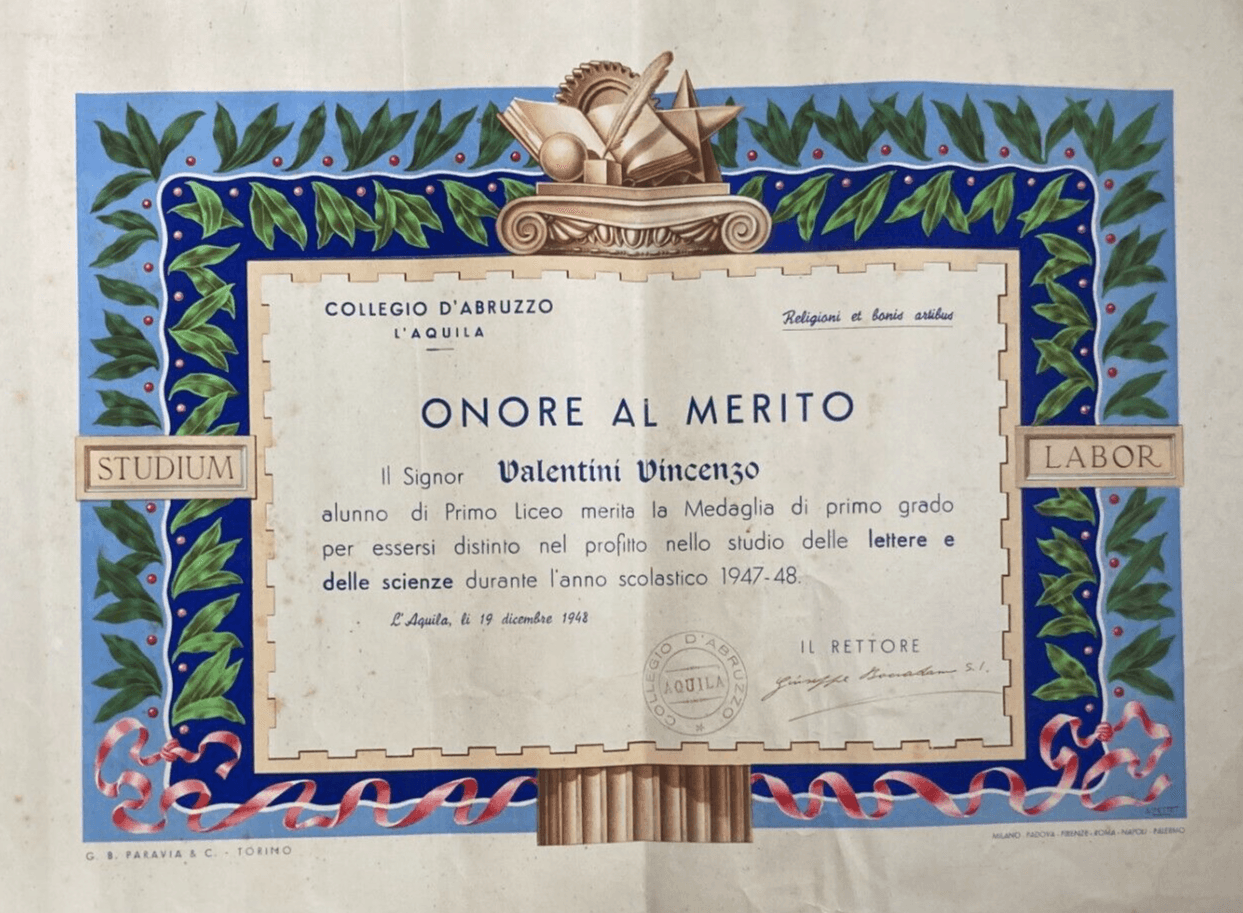 Abruzzo, L'Aquila: Diploma Di Merito Del Collegio d'Abruzzo, 1948