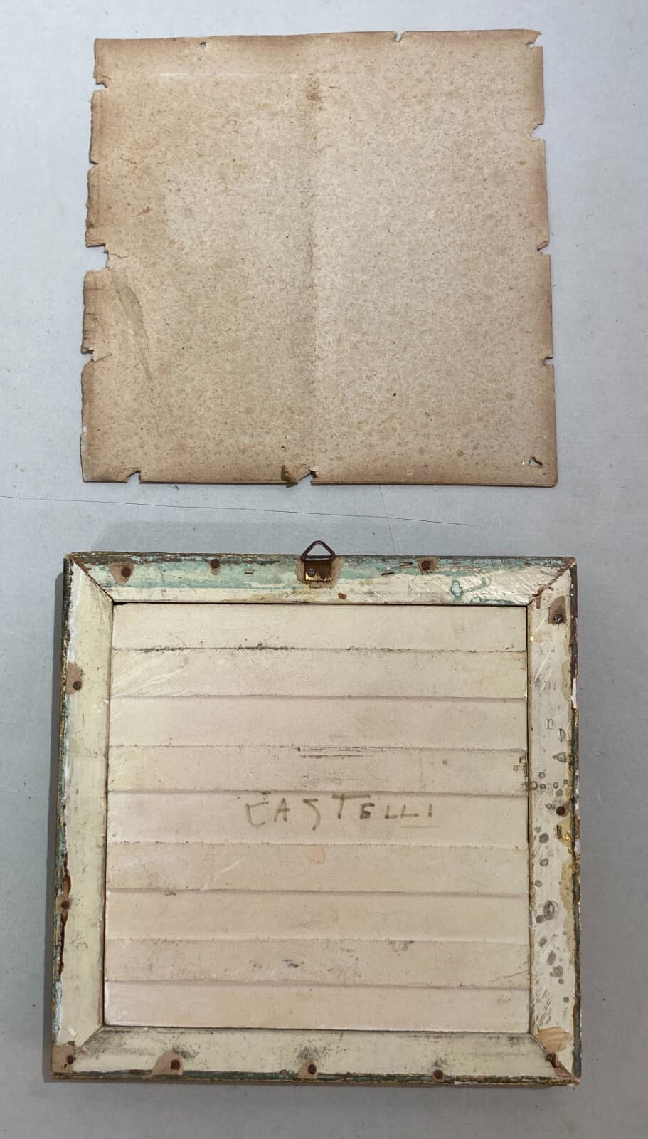 Abruzzo, Castelli, Mattonella In Ceramica Dipinta Con Paesaggio, Alberi E Barche