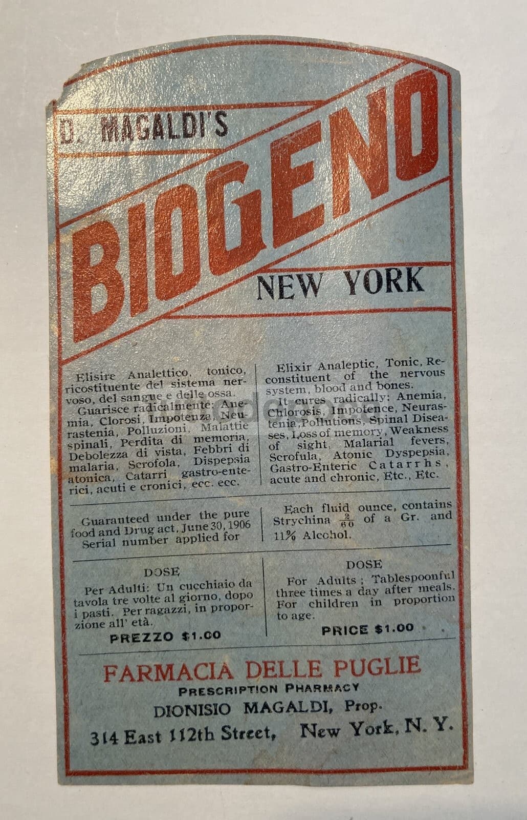 Medicina, Farmacia, Pubblicità Farmaceutica: Dr. Magaldi, Puglia, New York, Biogeno