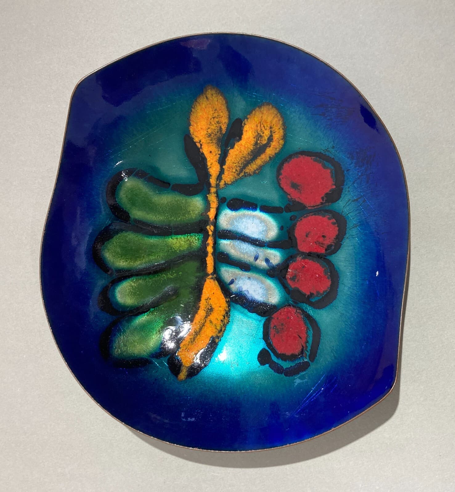 Artistico Soprammobile, Vassoio In Metallo Smaltato Laurana