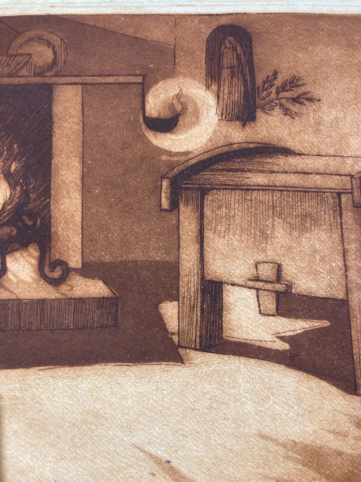 Folklore: Veduta Di Interno Con Focolare E Arredo Popolare