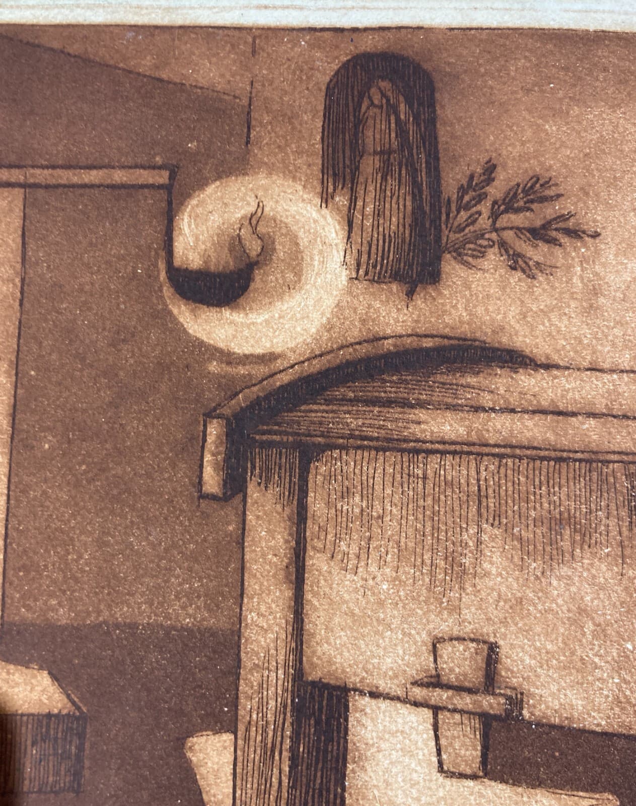 Folklore: Veduta Di Interno Con Focolare E Arredo Popolare