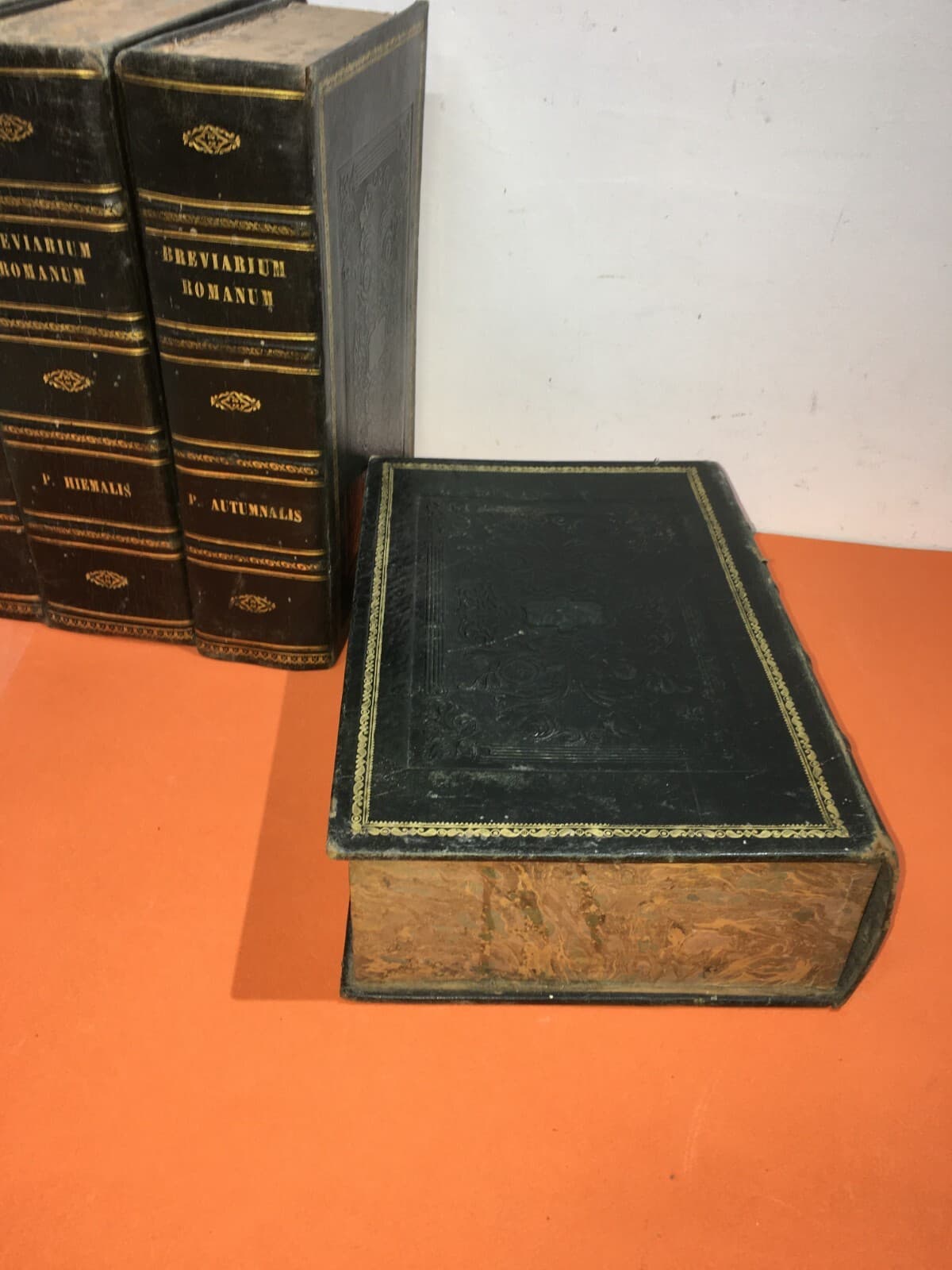 Antiche Legature: 4 Scatole Finti Libri Decorative d'Epoca