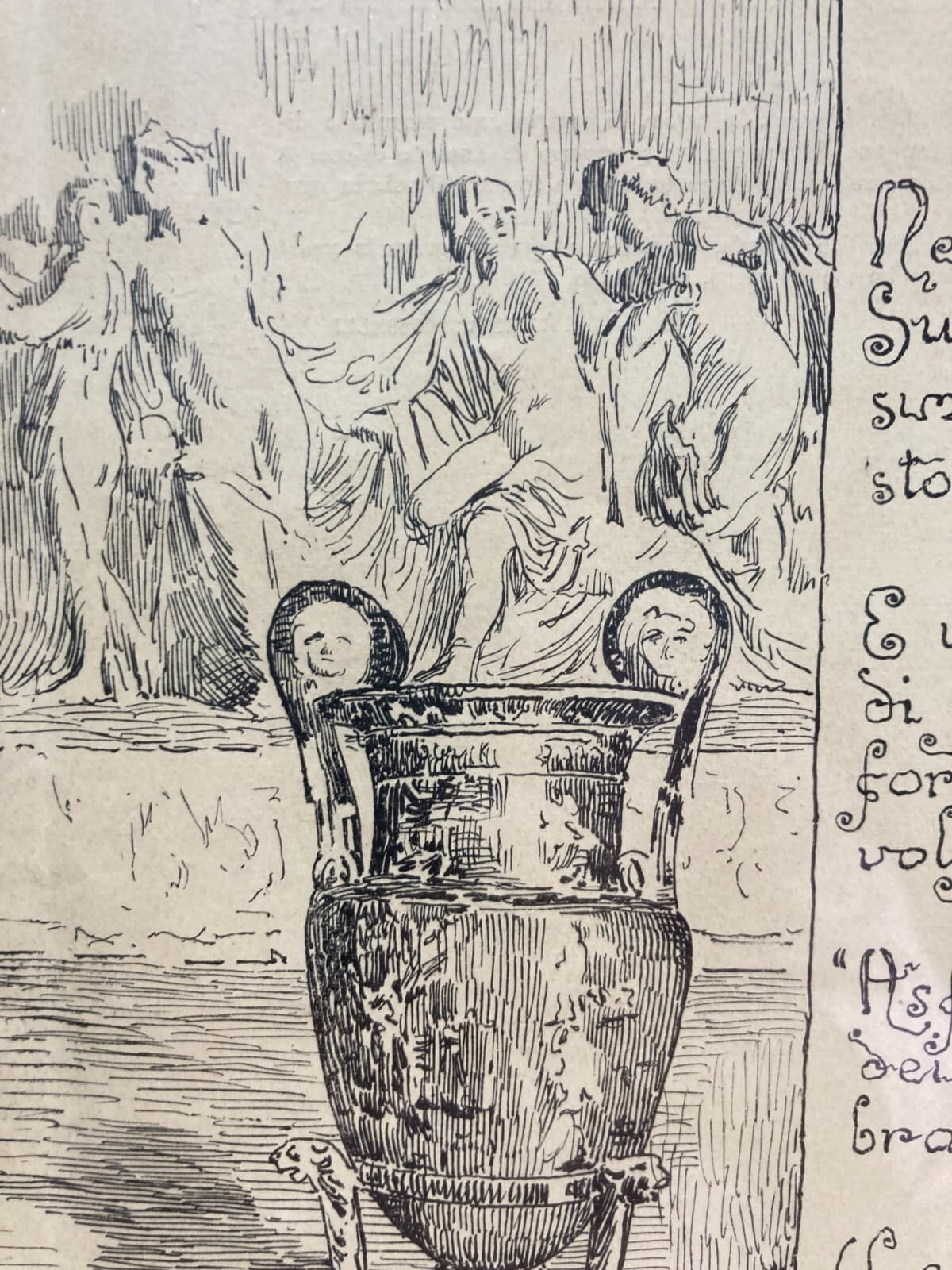 La Maga, Antica Stampa Litografica Da Guglielmo De Sanctis, L'Illustrazione Abruzzese