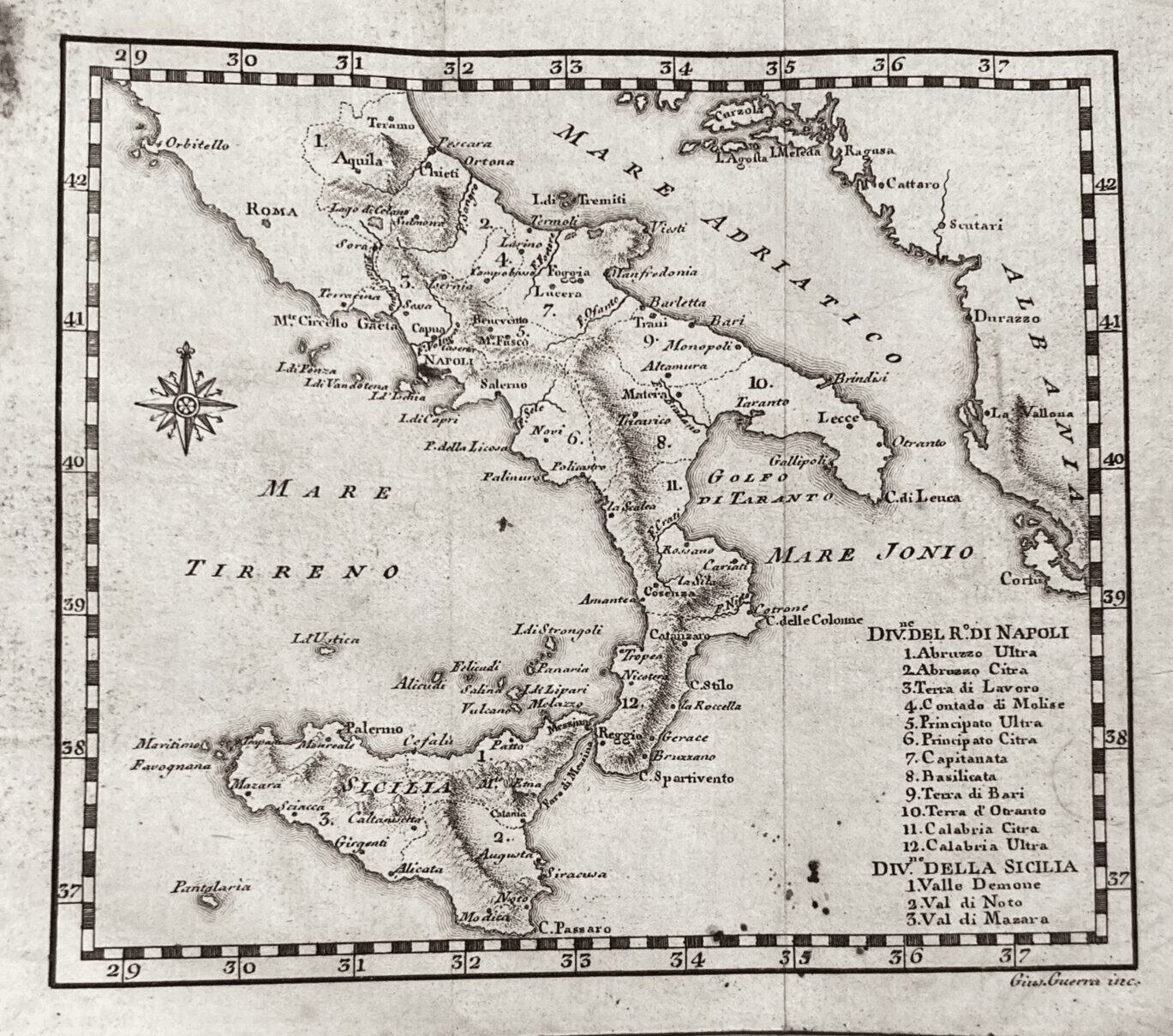 Antica Cartografia Meridionale: Regno Di Napoli, Sicilia, Calabria E Puglia