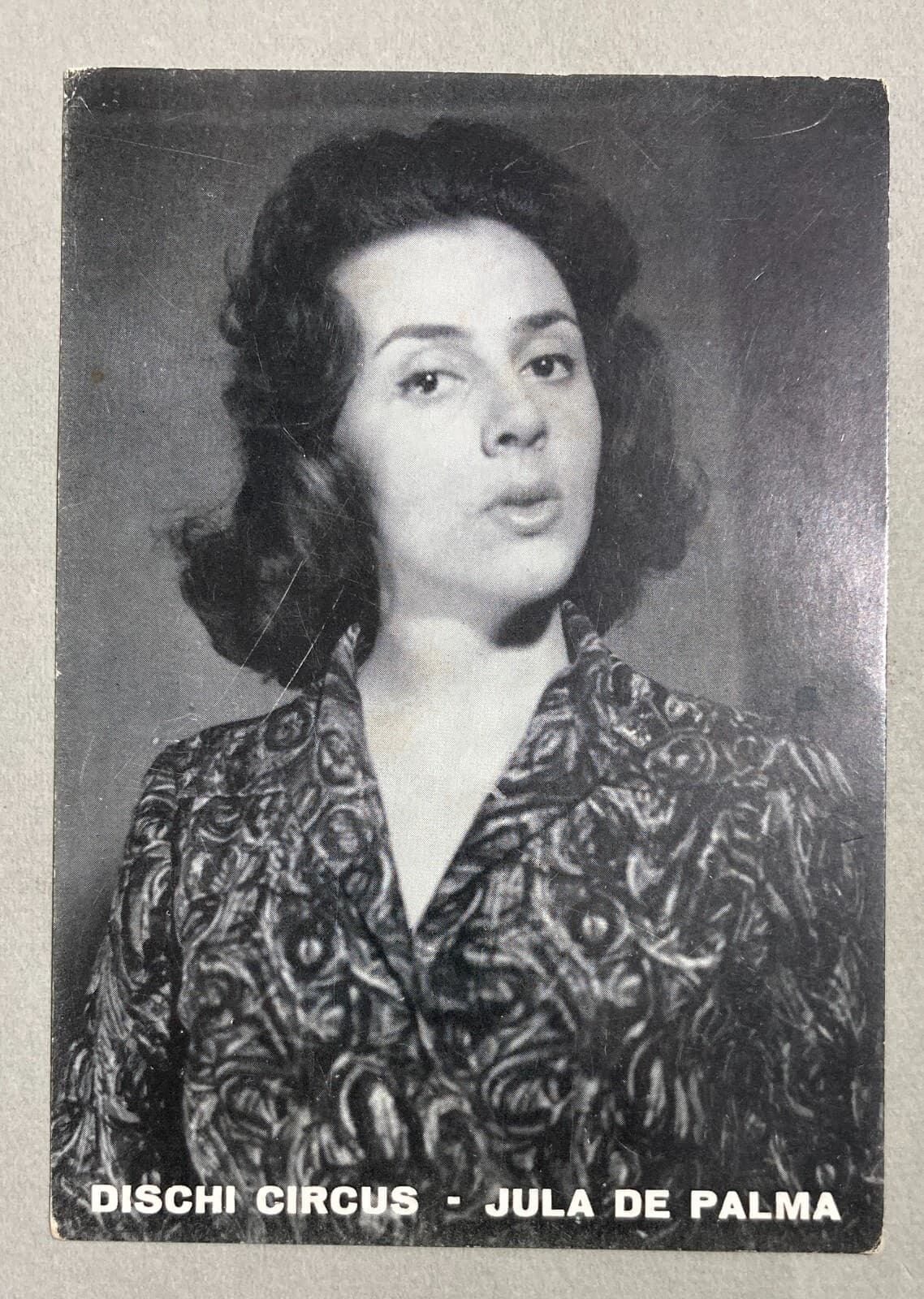 Musica: Jula De Palma, Cartolina Pubblicitaria Dischi Circus, Durium, Milano