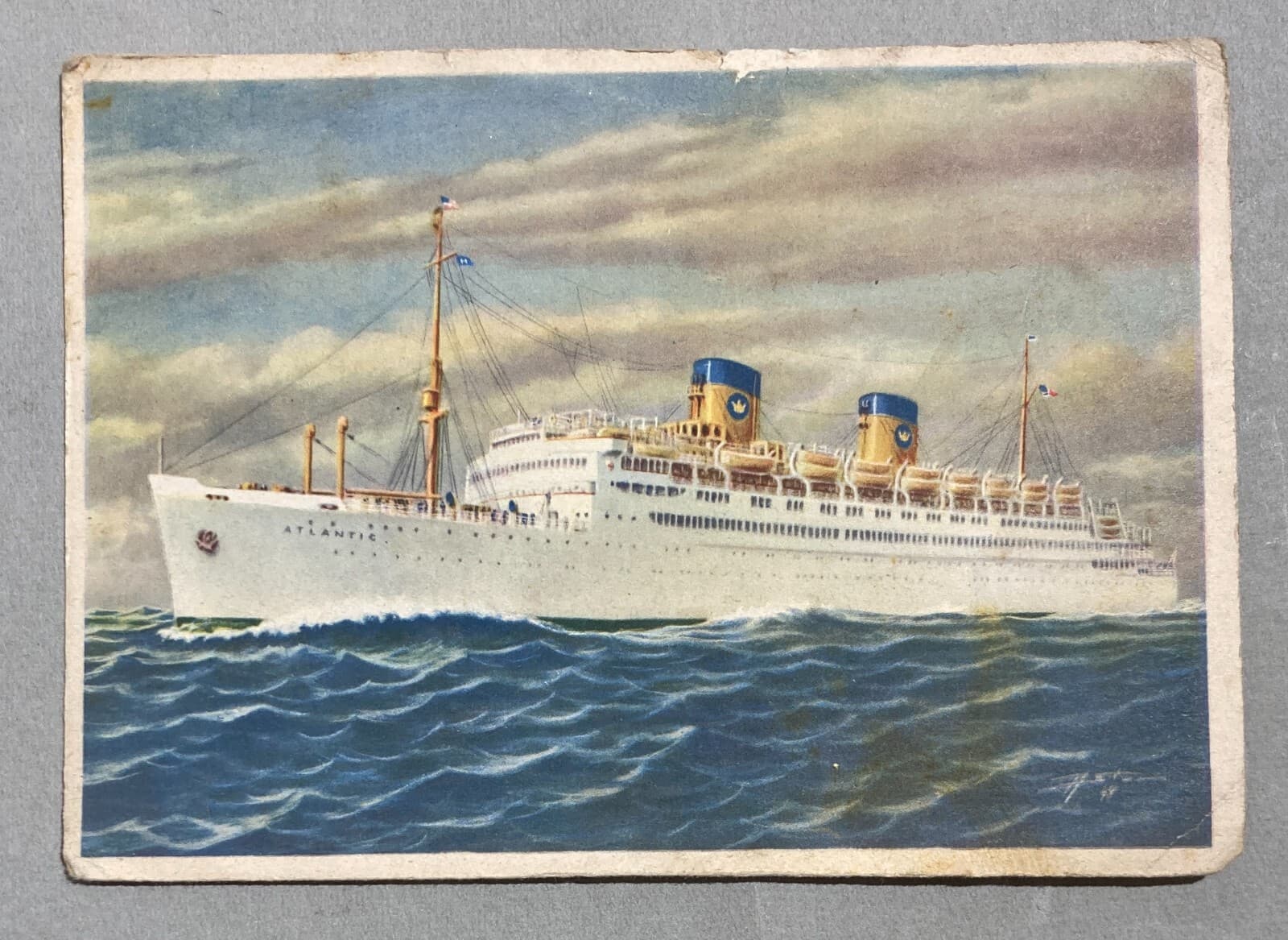 Cartolina Pubblicitaria T.S.S. Atlantic   Nestore Martinoli   1952