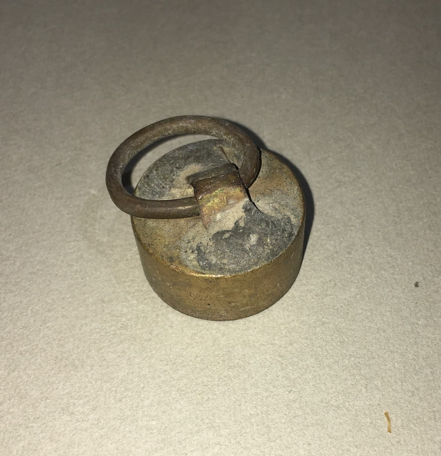 Peso In Ottone Primo '900, Probabile Filo A Piombo O Per Bilancia