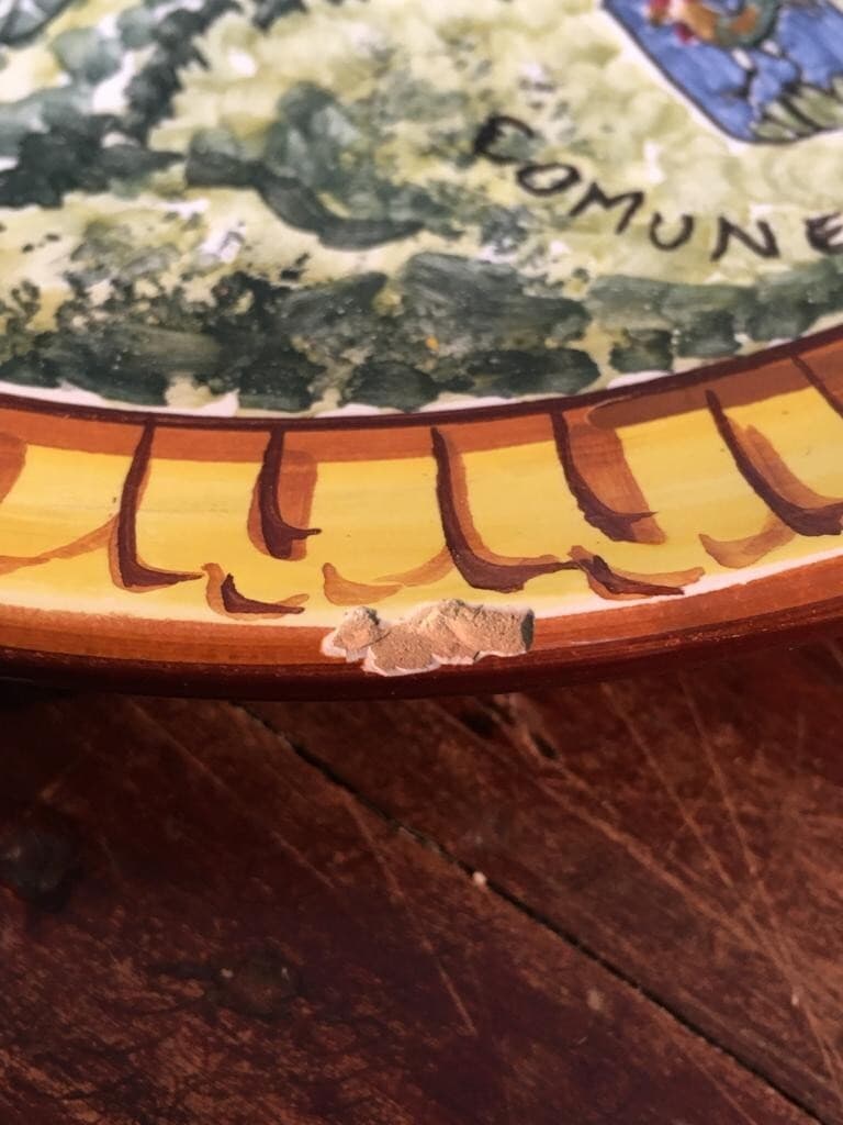 Marche, Ascoli Piceno, Montegallo: Ceramica Decorativa Con Paesaggio Dipinto Di Vallese