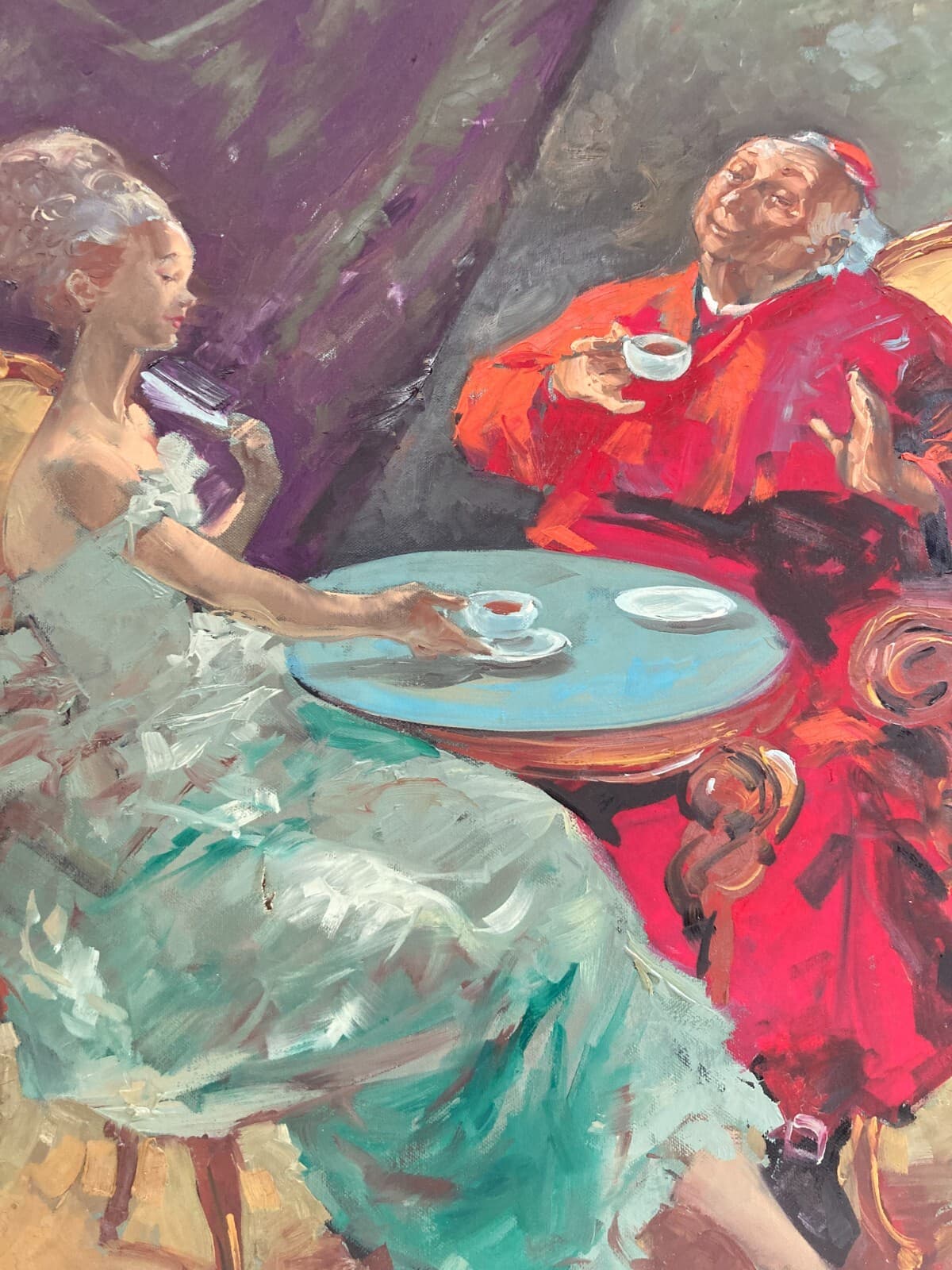 Arte, Piacevole Scena Galante Con Un Alto Prelato. Artista: Nino Salvadori