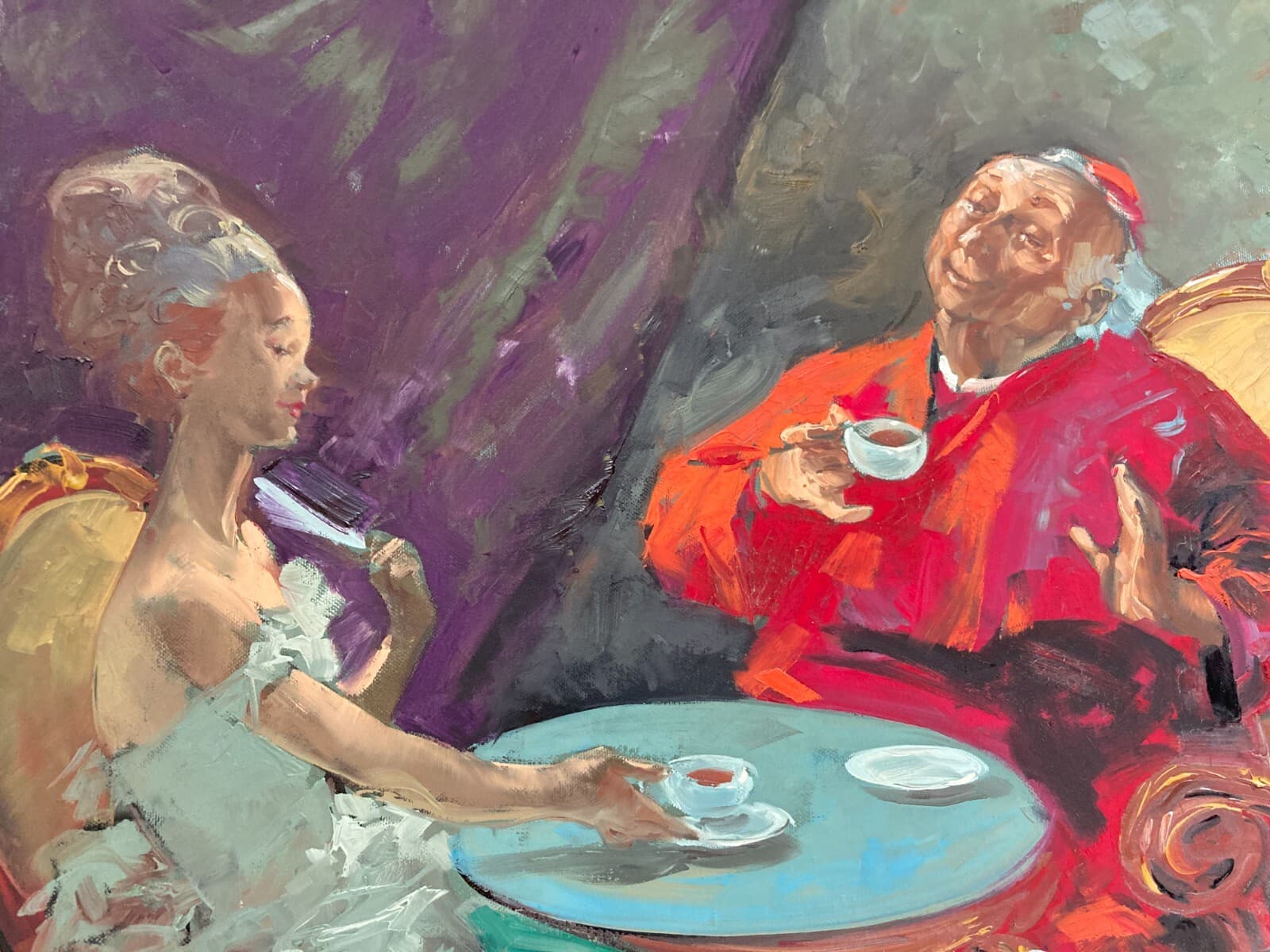 Arte, Piacevole Scena Galante Con Un Alto Prelato. Artista: Nino Salvadori