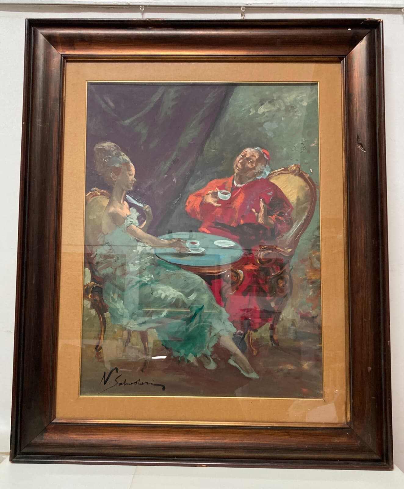 Arte, Piacevole Scena Galante Con Un Alto Prelato. Artista: Nino Salvadori