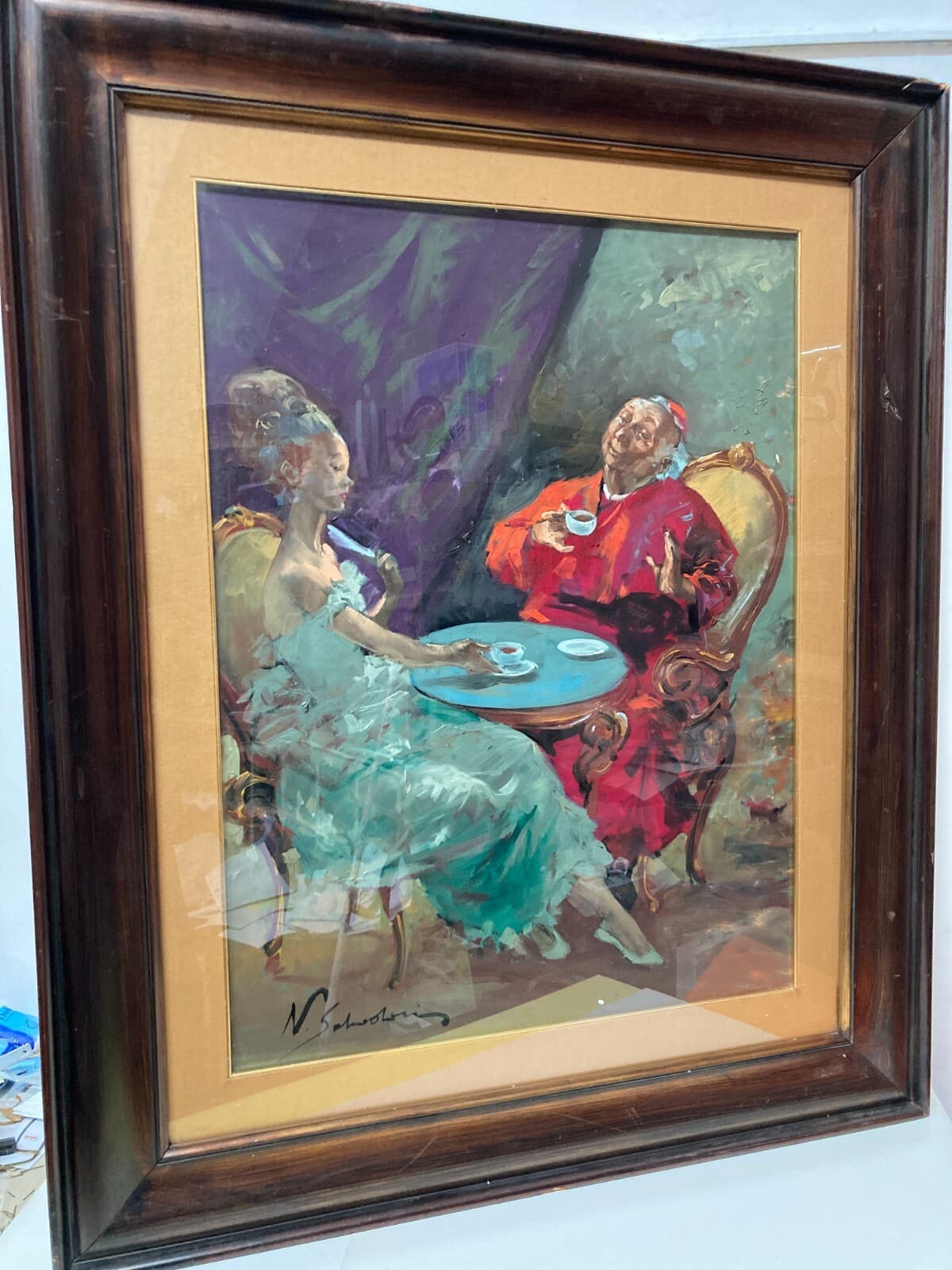 Arte, Piacevole Scena Galante Con Un Alto Prelato. Artista: Nino Salvadori